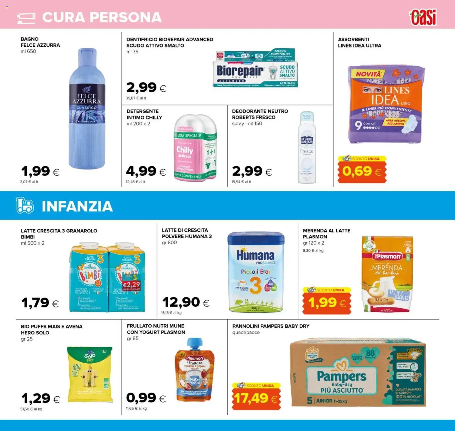 Volantino Oasi del 01.12.2025 | Pagina: 27 | Prodotti: Deodorante, Detergente, Latte, Pampers