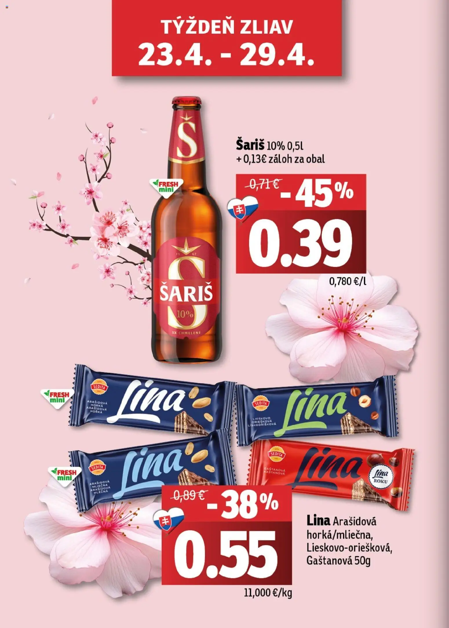 Nové Fresh akcie – leták je platný od 23.04.2026 | Strana: 2 | Produkty: Šariš