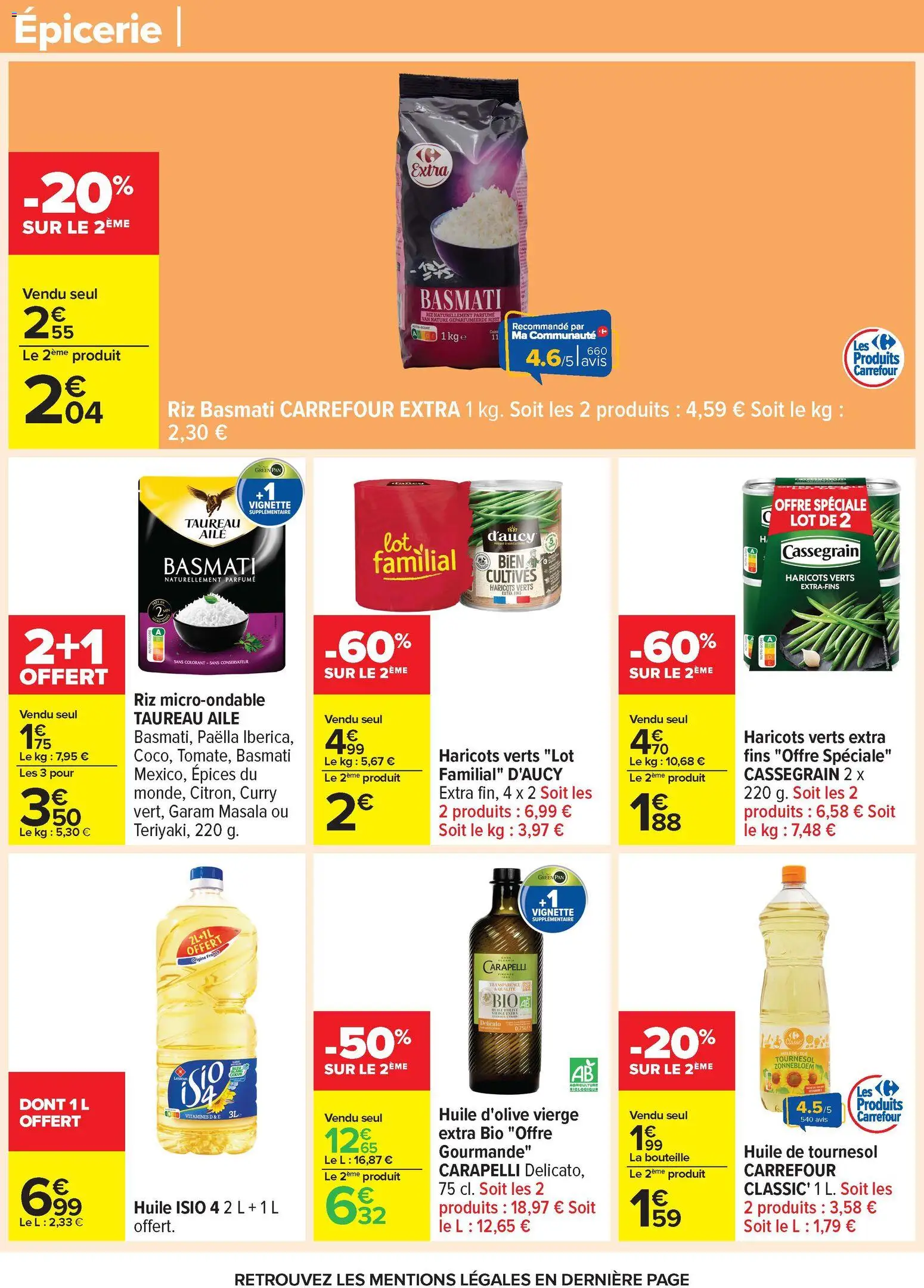 {H1} | Page: 53 | Produits: Haricots verts, Riz basmati, Huile de tournesol, Huile