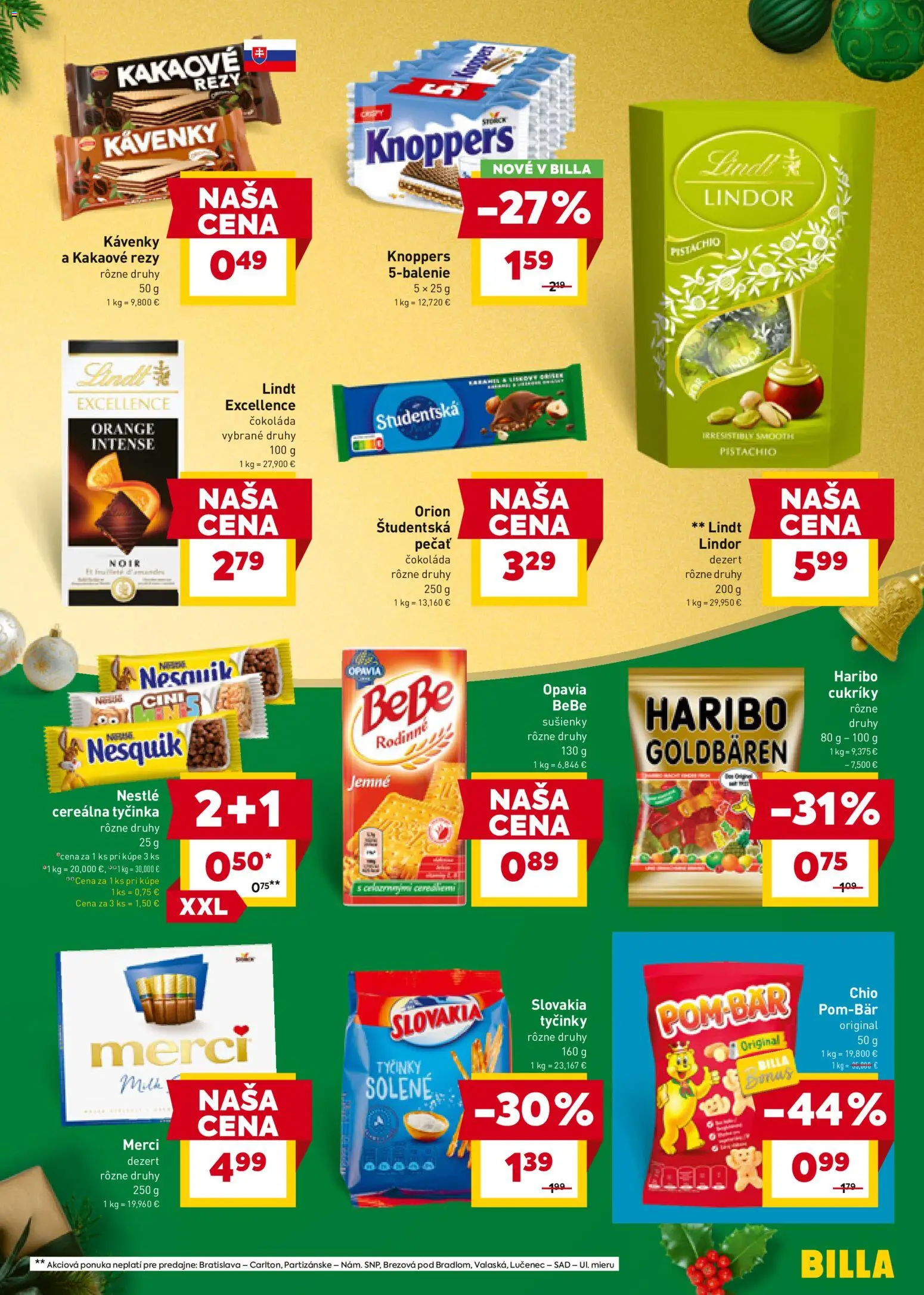 Nové Billa akcie – leták je platný od 17.12.2025 | Strana: 17 | Produkty: Lindor, Lindt, Merci, Nesquik