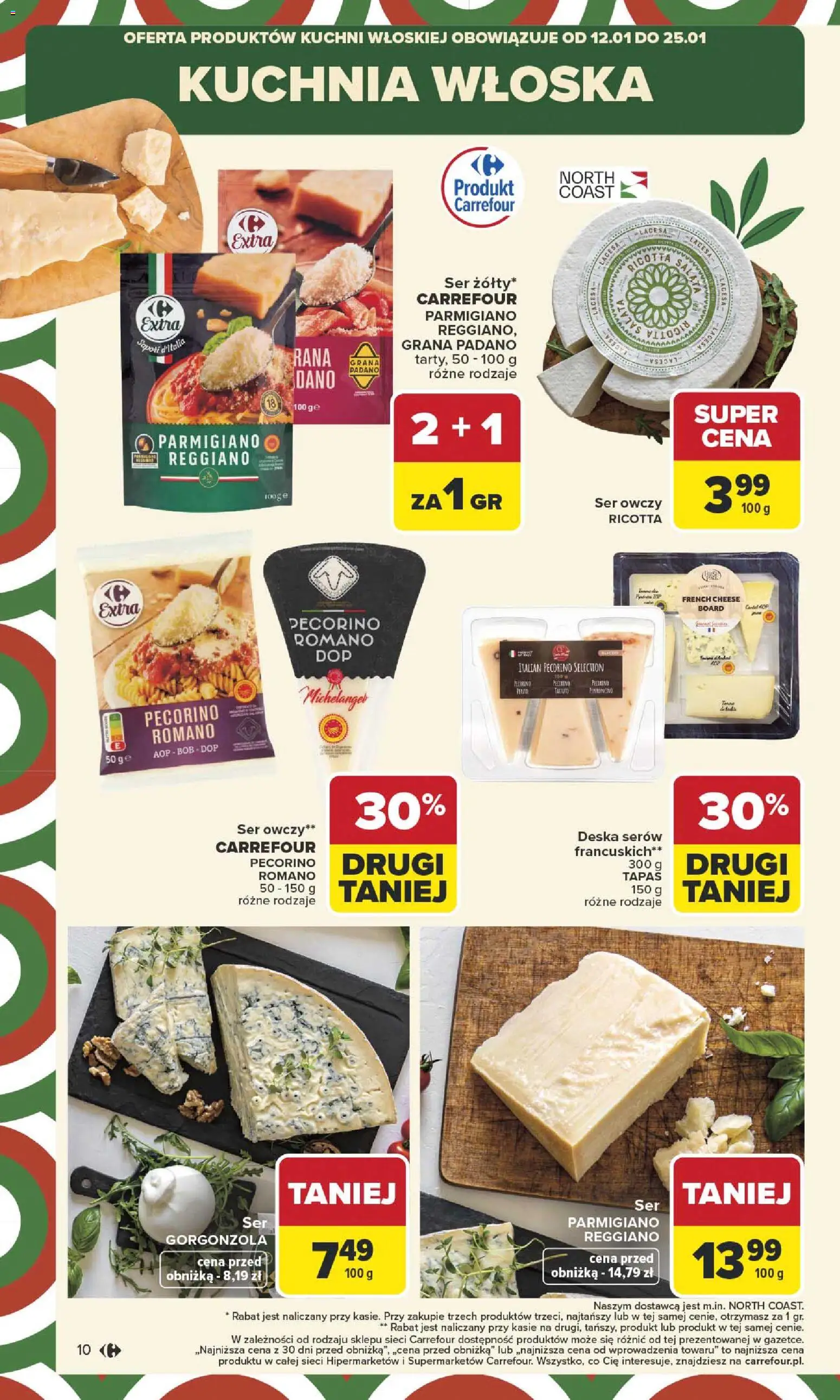 Carrefour Gazetka od 12.01.2026 | Strona: 12 | Produkty: Deska serów, Ser, Gorgonzola, Ricotta