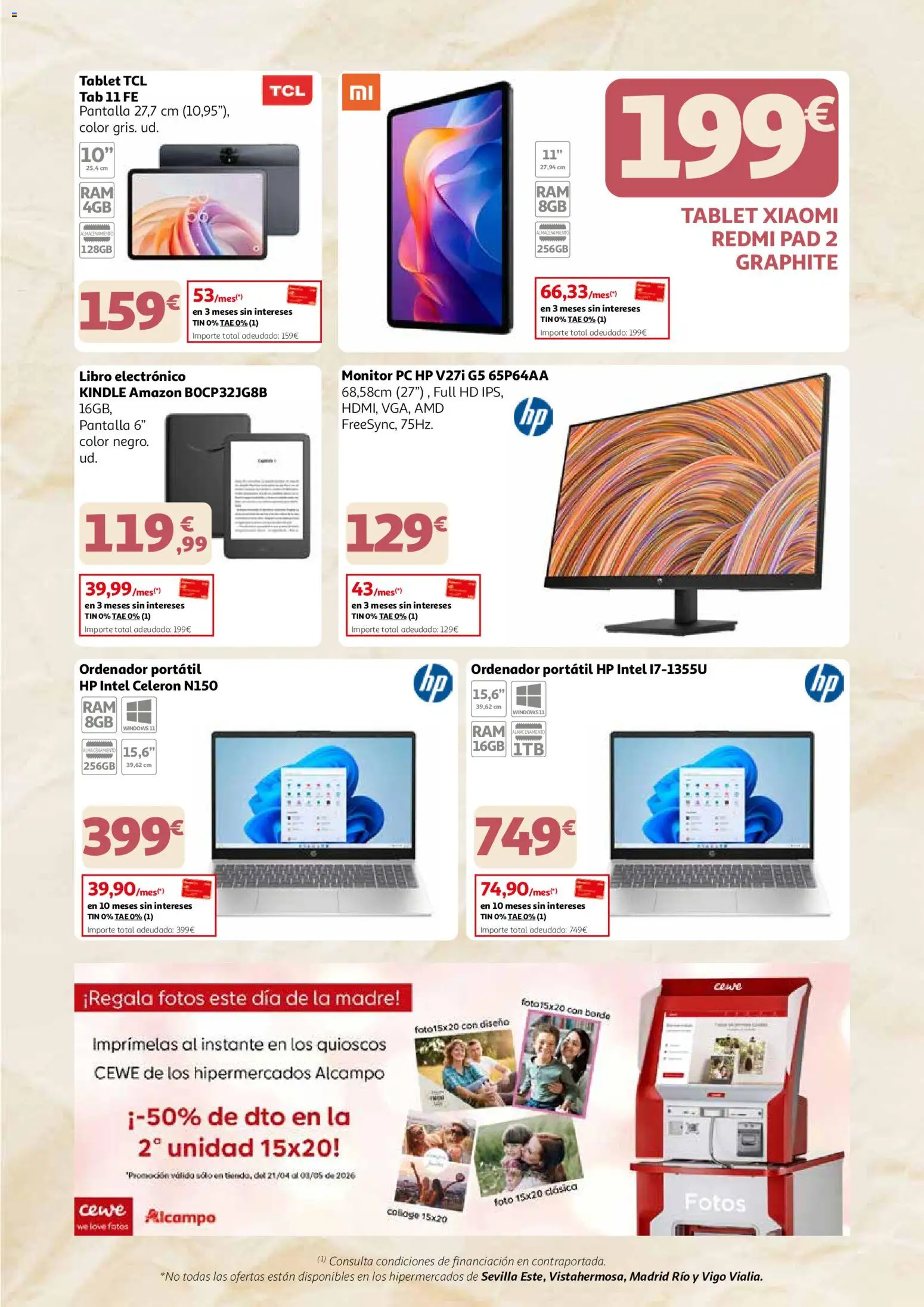 Alcampo - Dia de la madre 2026 │ válido desde el 21.04.2026 | Página: 17 | Productos: Portátil HP, Tablet, Monitor, PC