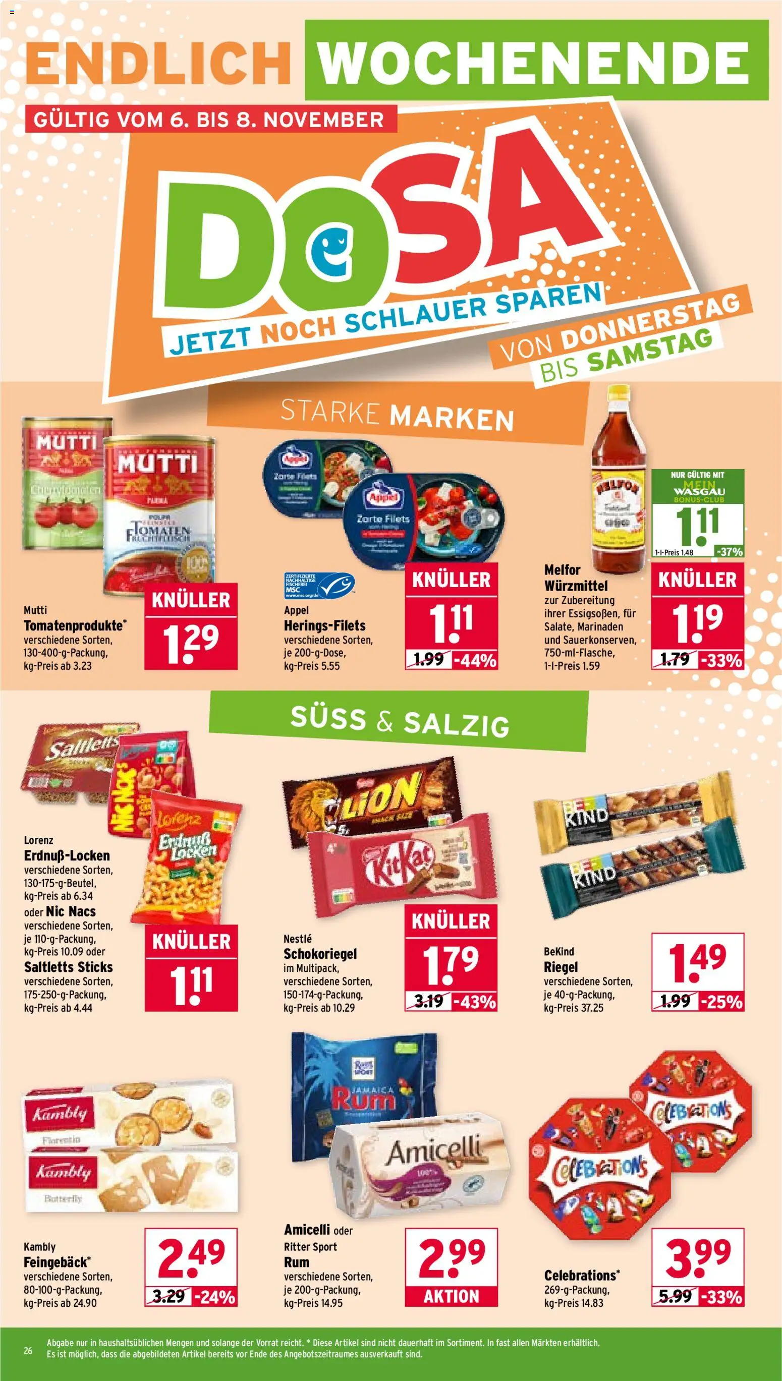 Wasgau Prospekt 	 – gültig ab 03.11.2025 | Seite: 26 | Produkte: Ritter sport, Celebrations