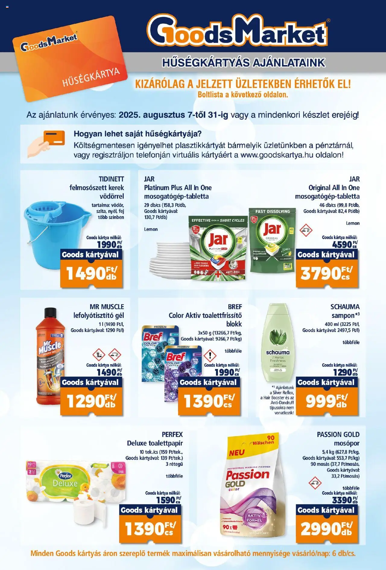 Goods Market akciós ujság - amely érvényes a következő dátumtól: 07.08.2025 | Oldal: 11 | Termékek: Mosópor