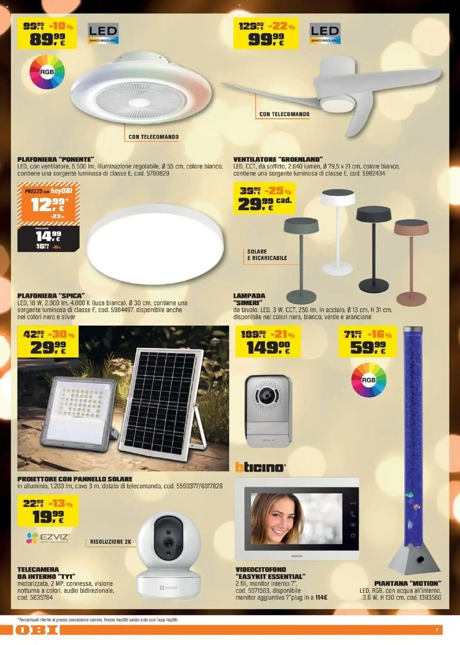 Volantino OBI del 03.04.2026 | Pagina: 7 | Prodotti: Ventilatore, Telecomando, Acqua, Audio