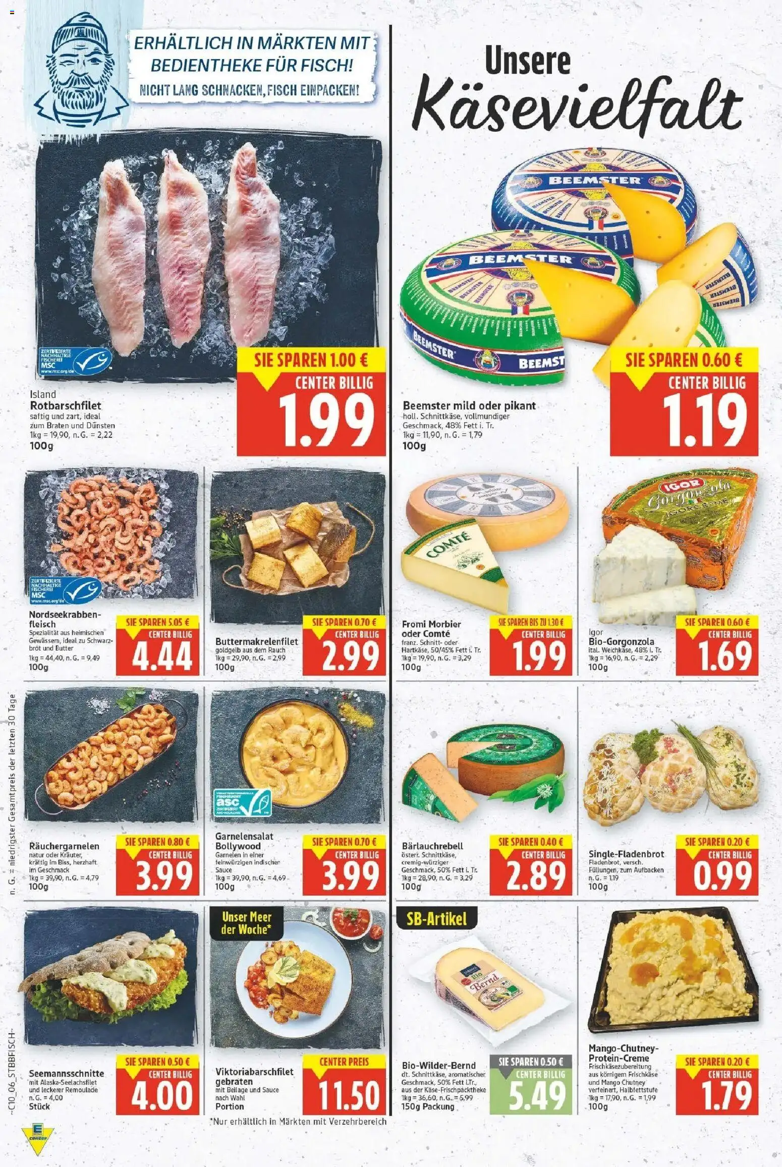 E center Prospekt Strausberg	 – gültig ab 02.03.2026 | Seite: 6 | Produkte: Butter, Fisch, Mango, Frischkase