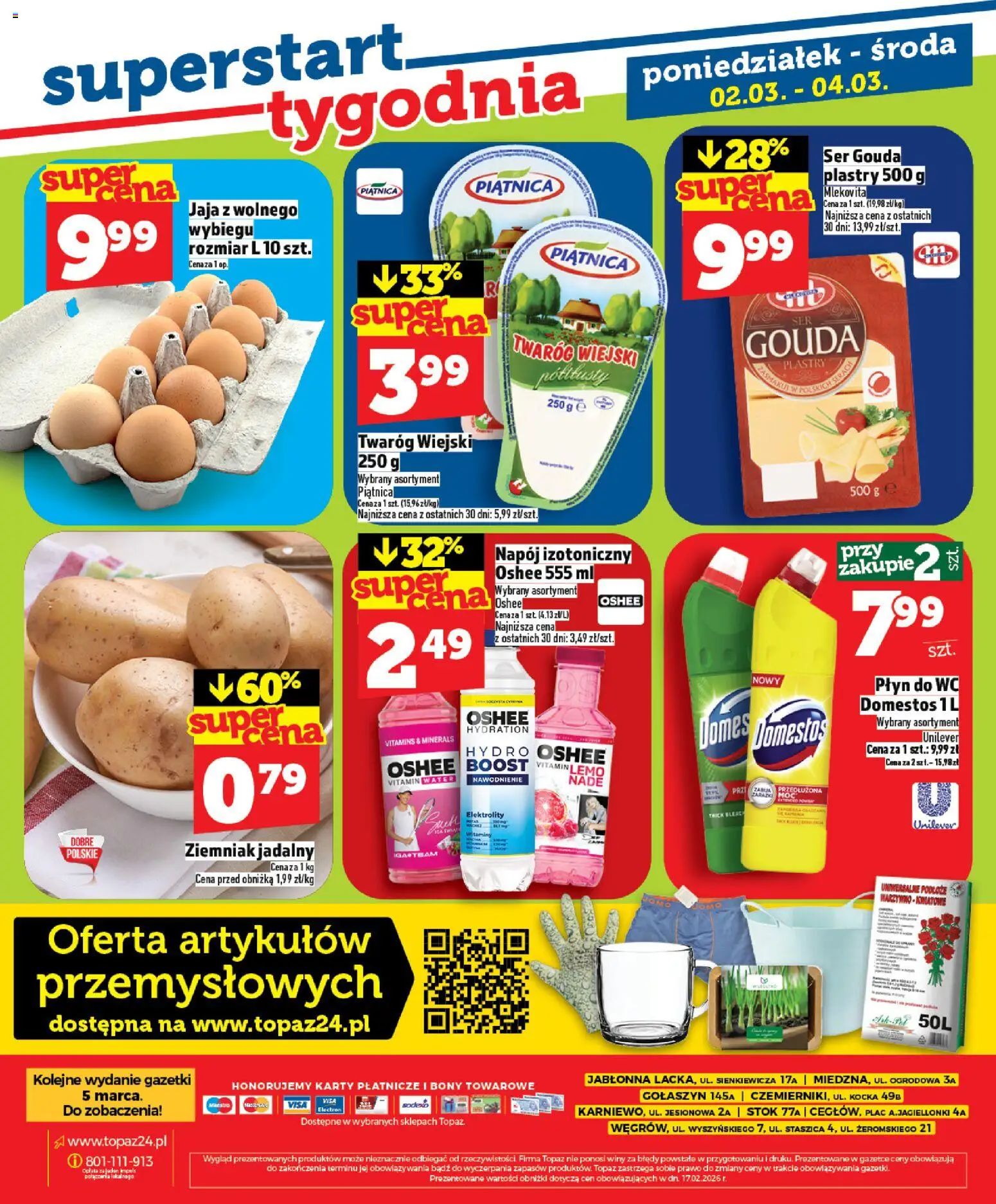 Topaz Gazetka - Ceny małe na stałe od 26.02.2026 | Strona: 30 | Produkty: Domestos, Ser, Jaja, Ser gouda