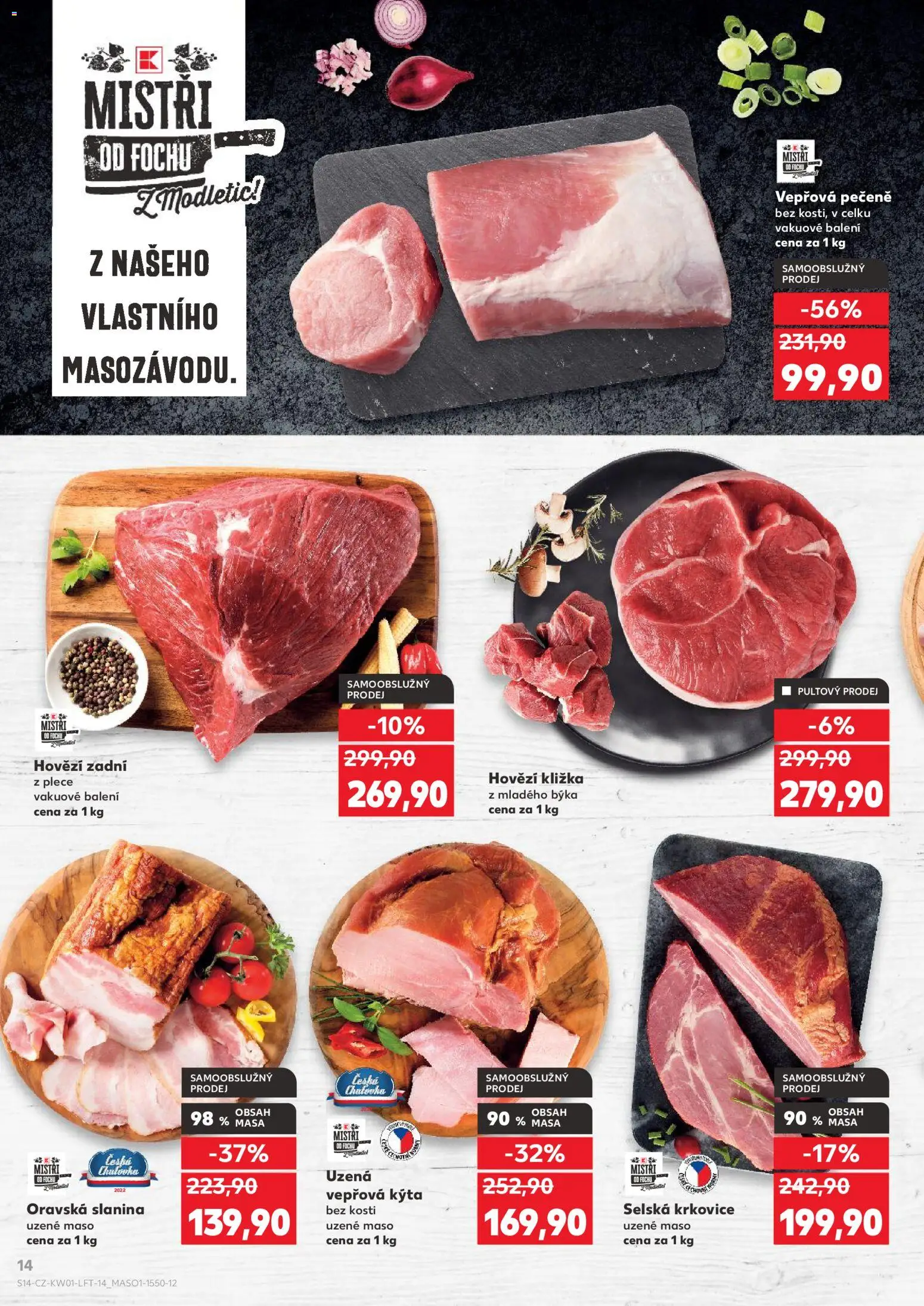 Kaufland leták - Praha 4 od 02.01.2026 | Strana: 14 | Produkty: Hovězí, Kýta bez kosti, Krkovice, Slanina