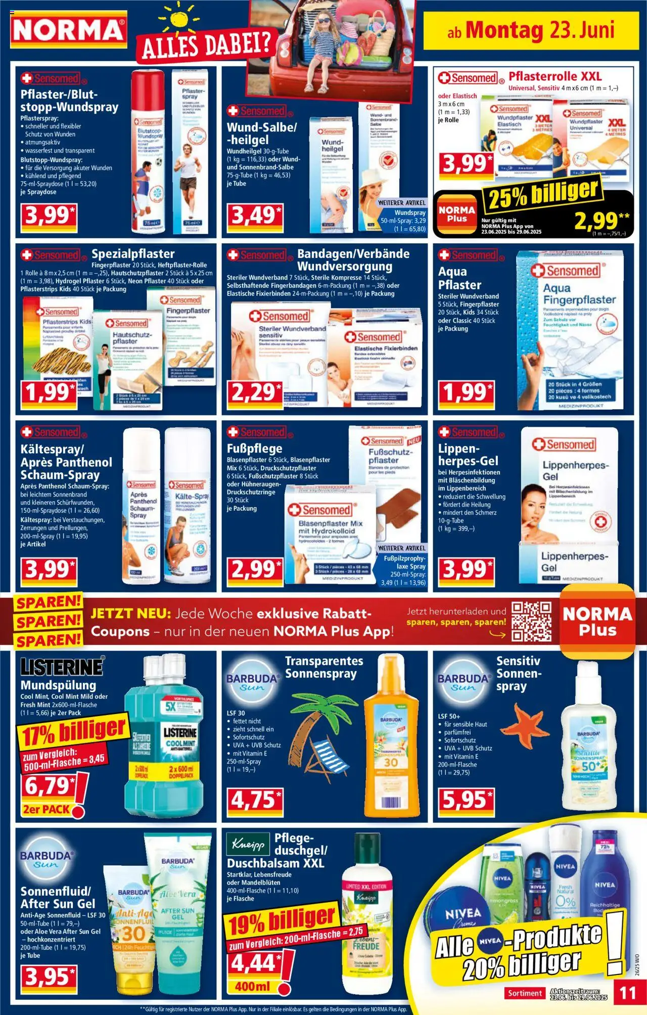 Norma Prospekt 	 - gültig ab dem 23.06.2025 | Seite: 12 | Produkte: Shower Gel, After Sun, Listerine