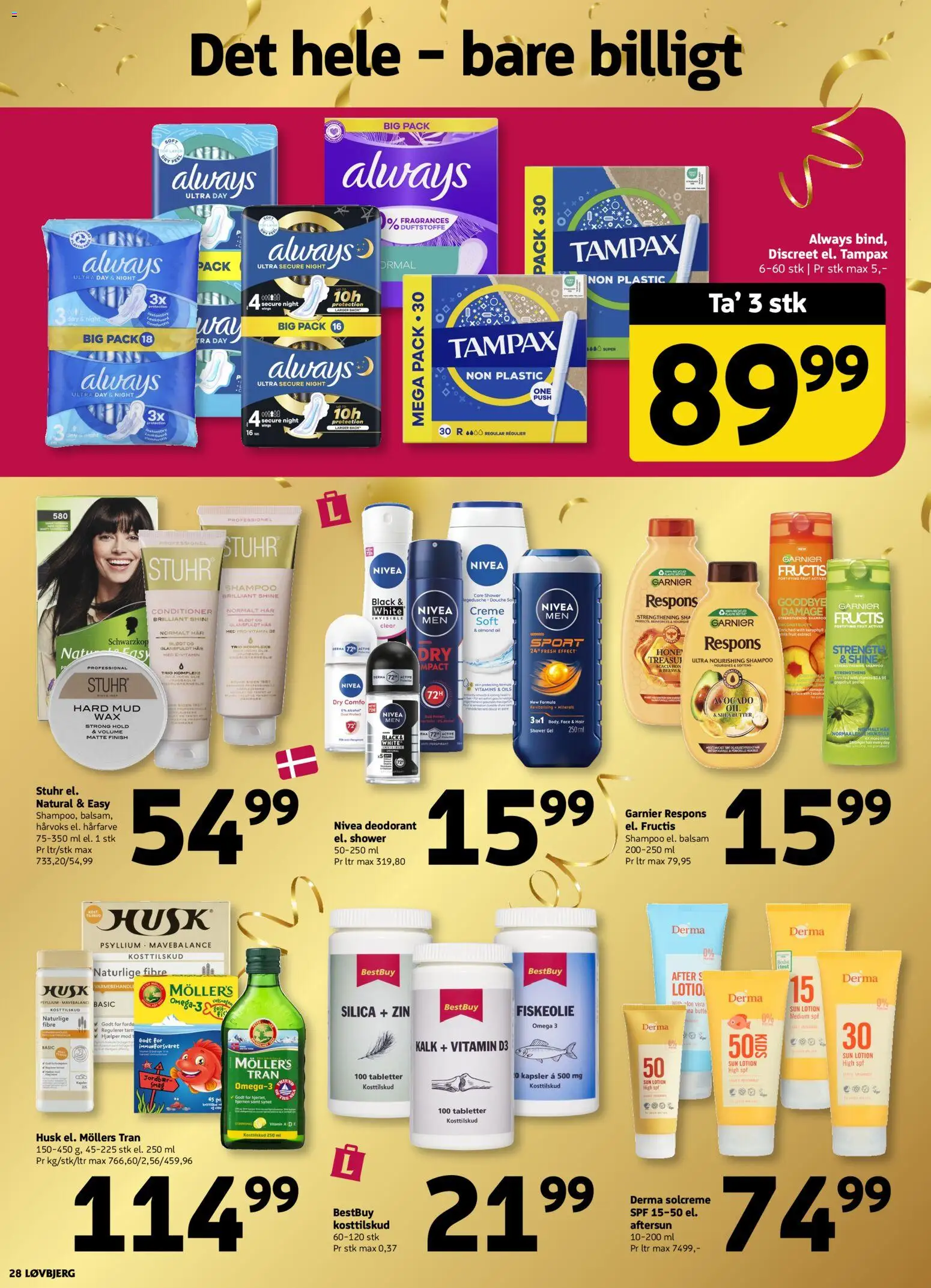 Løvbjerg tilbudsavis – gyldig fra 10.04.2026 | Side: 28 | Produkter: Balsam, Hårfarve, Solcreme, Måtte