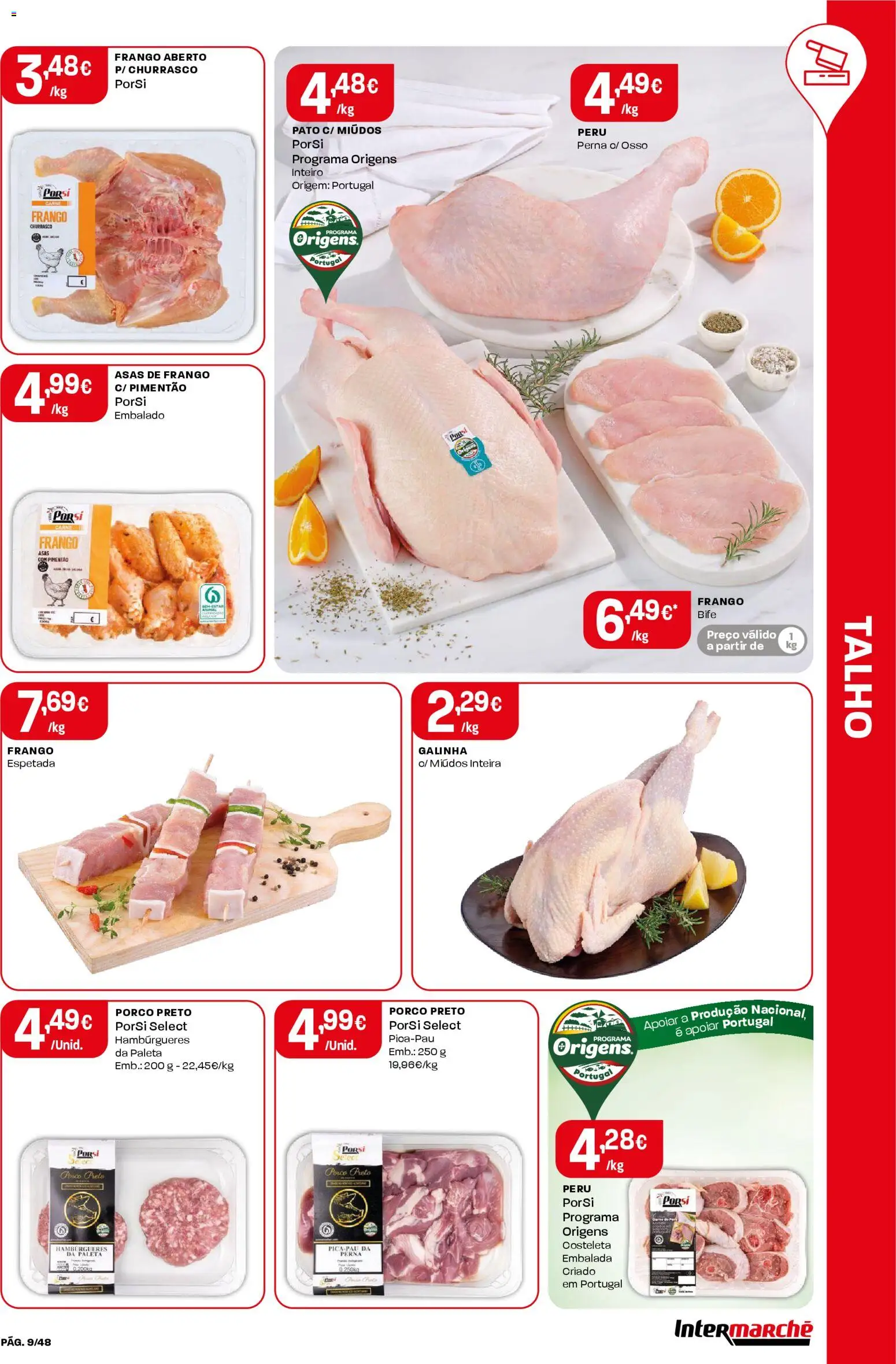 Intermarché folheto │ válido de 08.01.2026 | Página: 9 | Produtos: Asas de frango, Frango, Peru, Pimentão