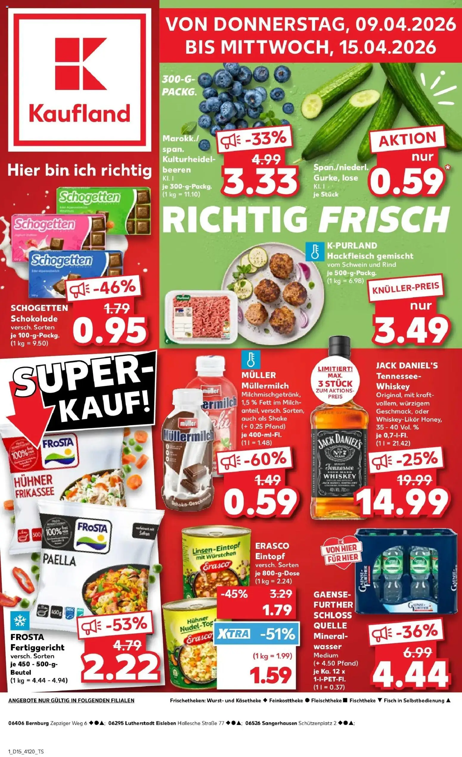 Kaufland Prospekt Sangerhausen	 – gültig ab 07.04.2026 | Seite: 13 | Produkte: Milch, Schokolade, Frosta, Hackfleisch