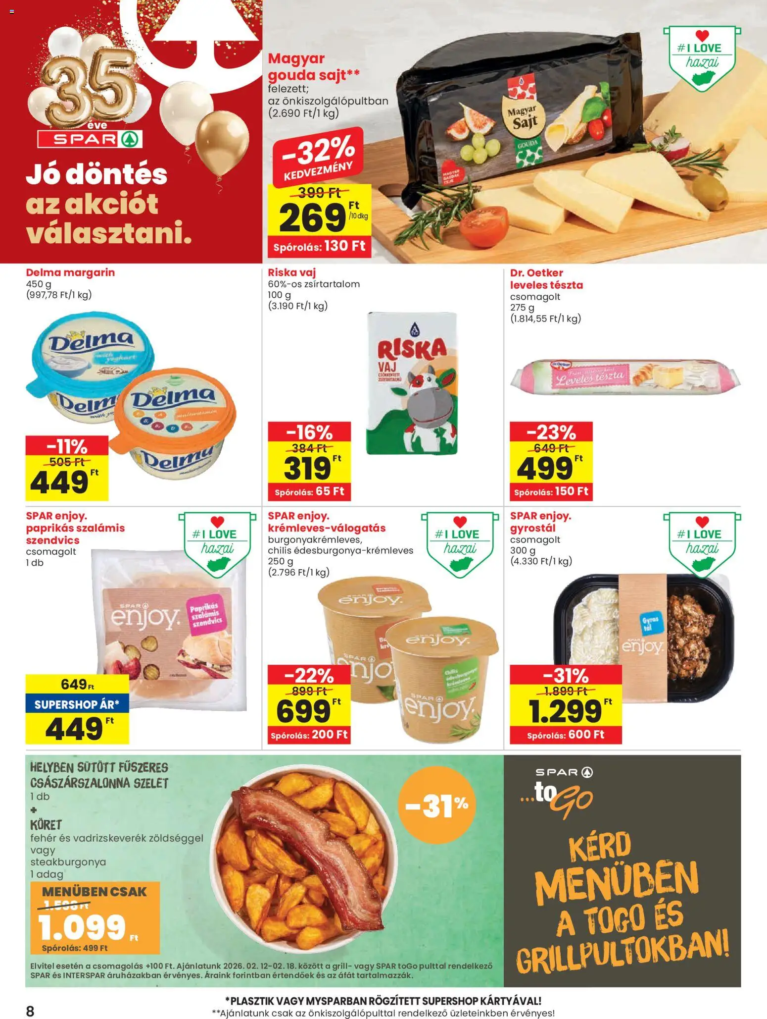 Spar akciós ujság - amely érvényes a következő dátumtól: 12.02.2026 | Oldal: 8