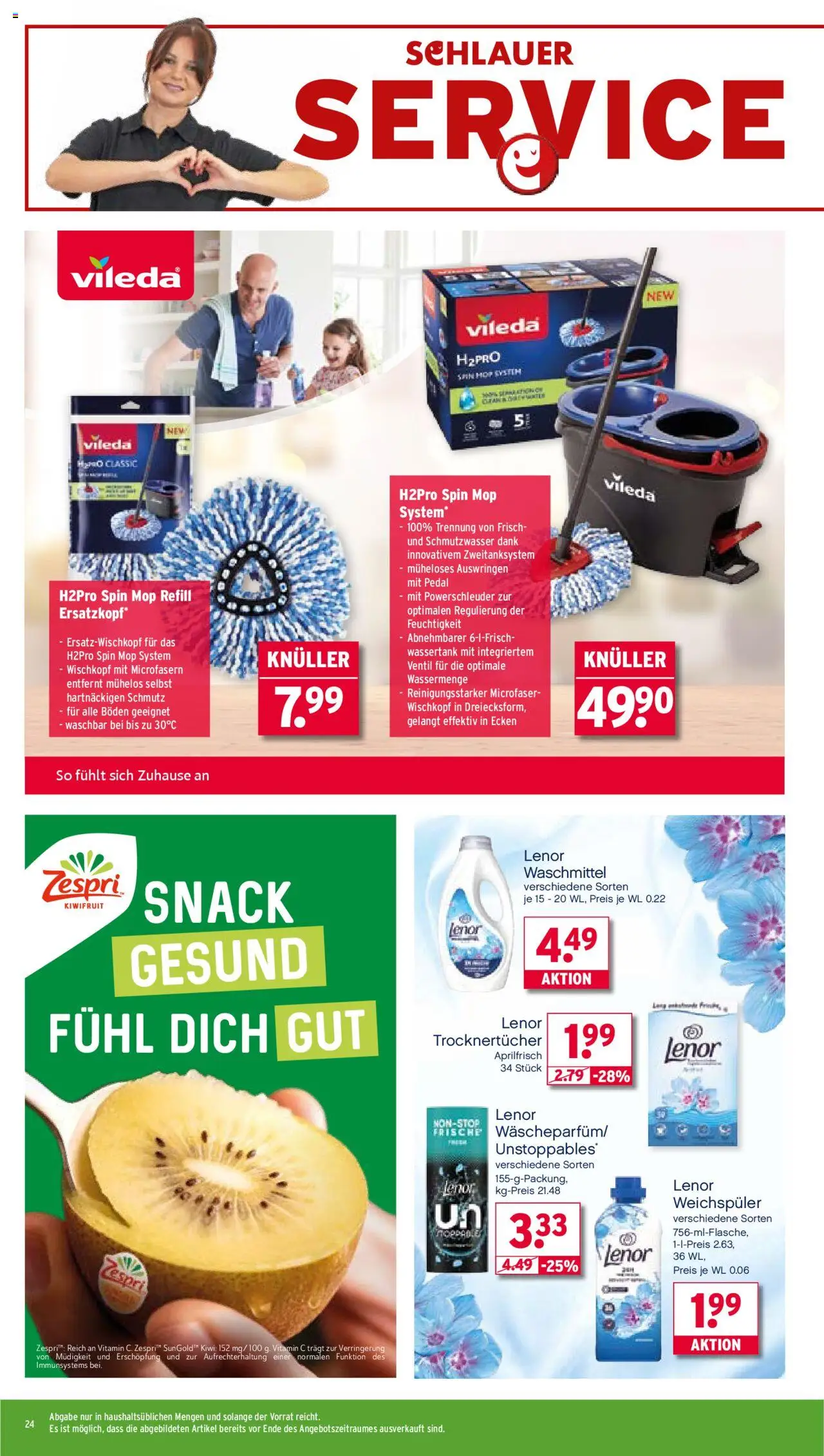 Wasgau Prospekt 	 – gültig ab 22.09.2025 | Seite: 24 | Produkte: Lenor, Weichspüler, Waschmittel, Kiwi