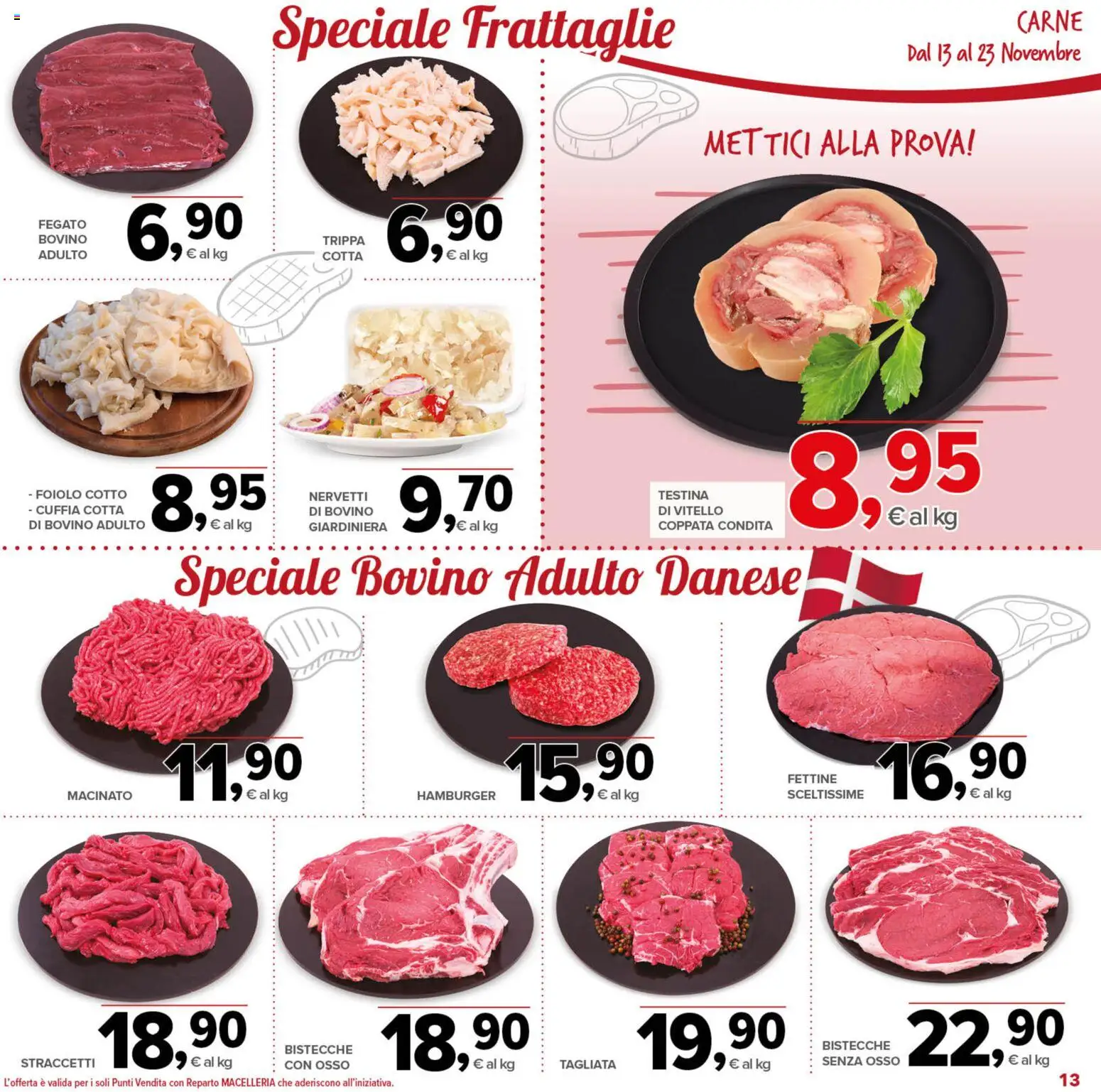 Volantino Todis del 13.11.2025 | Pagina: 13 | Prodotti: Bovino, Vitello, Hamburger, Macinato
