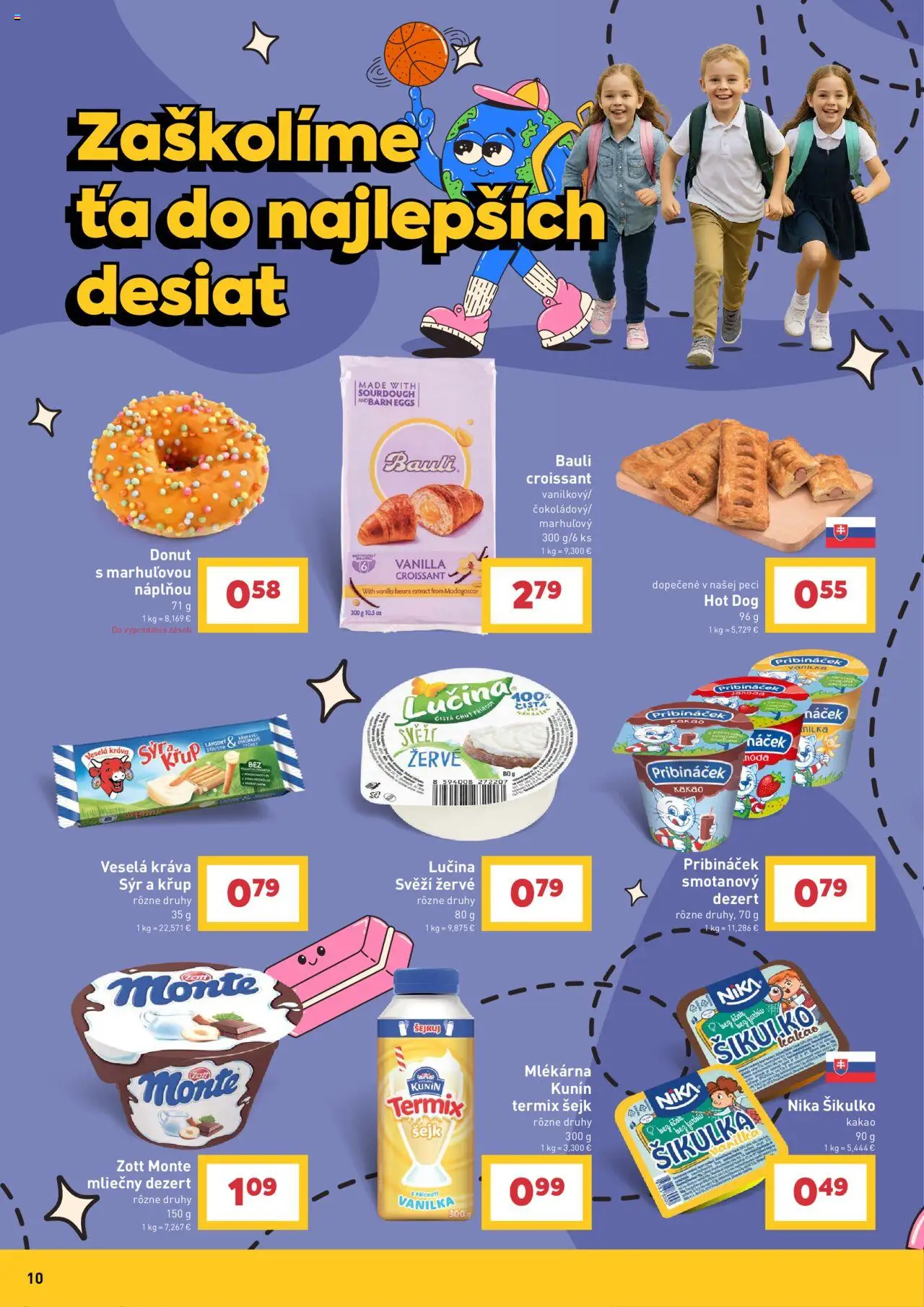Billa zvoní na školské nákupy │ platný od 30.07.2025 | Strana: 10 | Produkty: Syr, Donut, Croissant, Milka