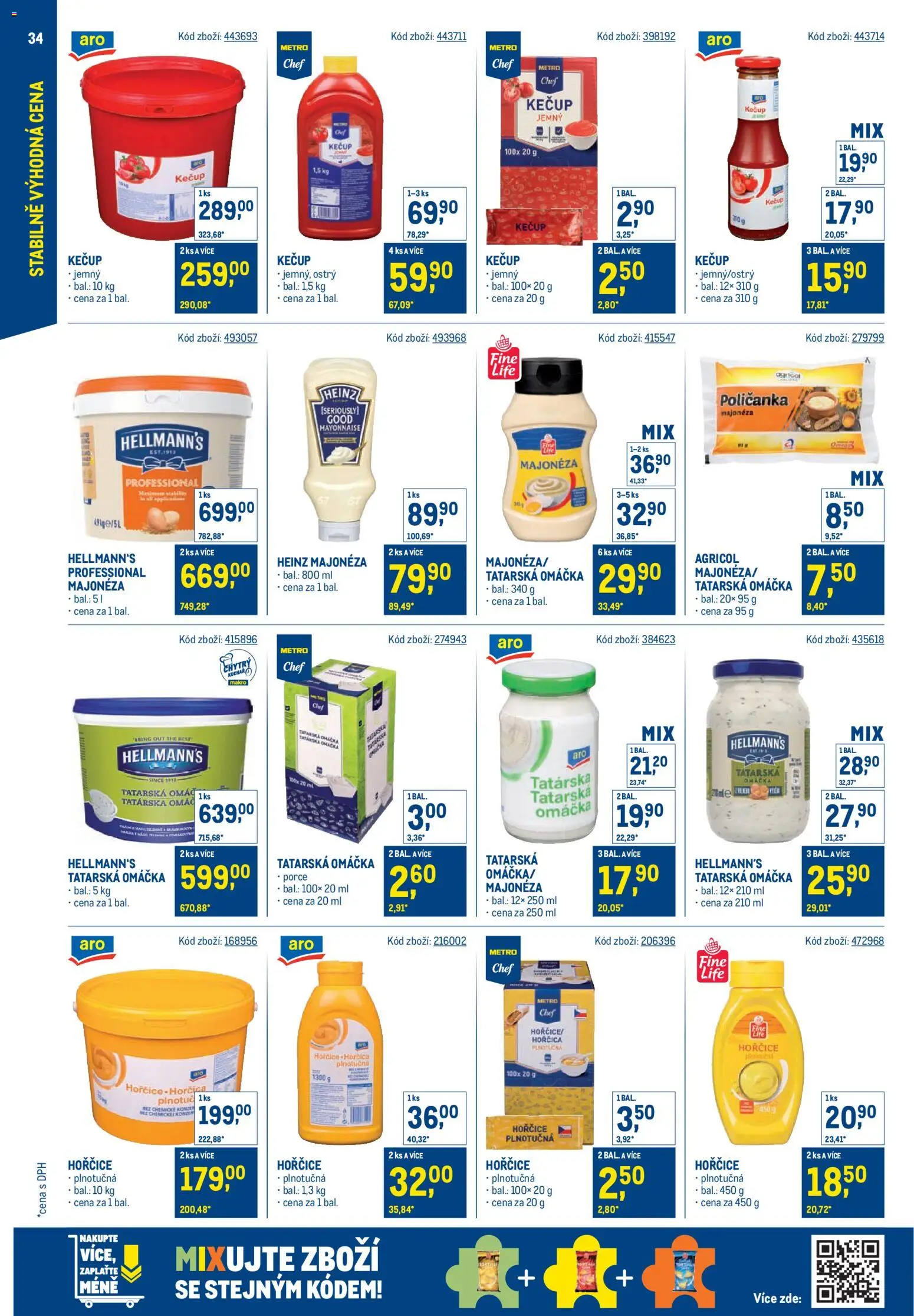 Makro leták - Stabilně výhodná cena od 19.11.2025 | Strana: 34 | Produkty: Kečup, Hořčice, Majonéza Hellmann's, Majonéza