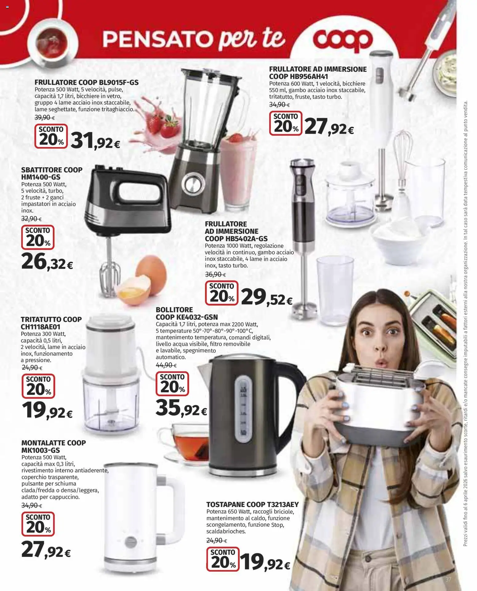 Volantino Ipercoop del 12.03.2026 | Pagina: 37 | Prodotti: Tè, Data, Bollitore, Frullatore ad immersione