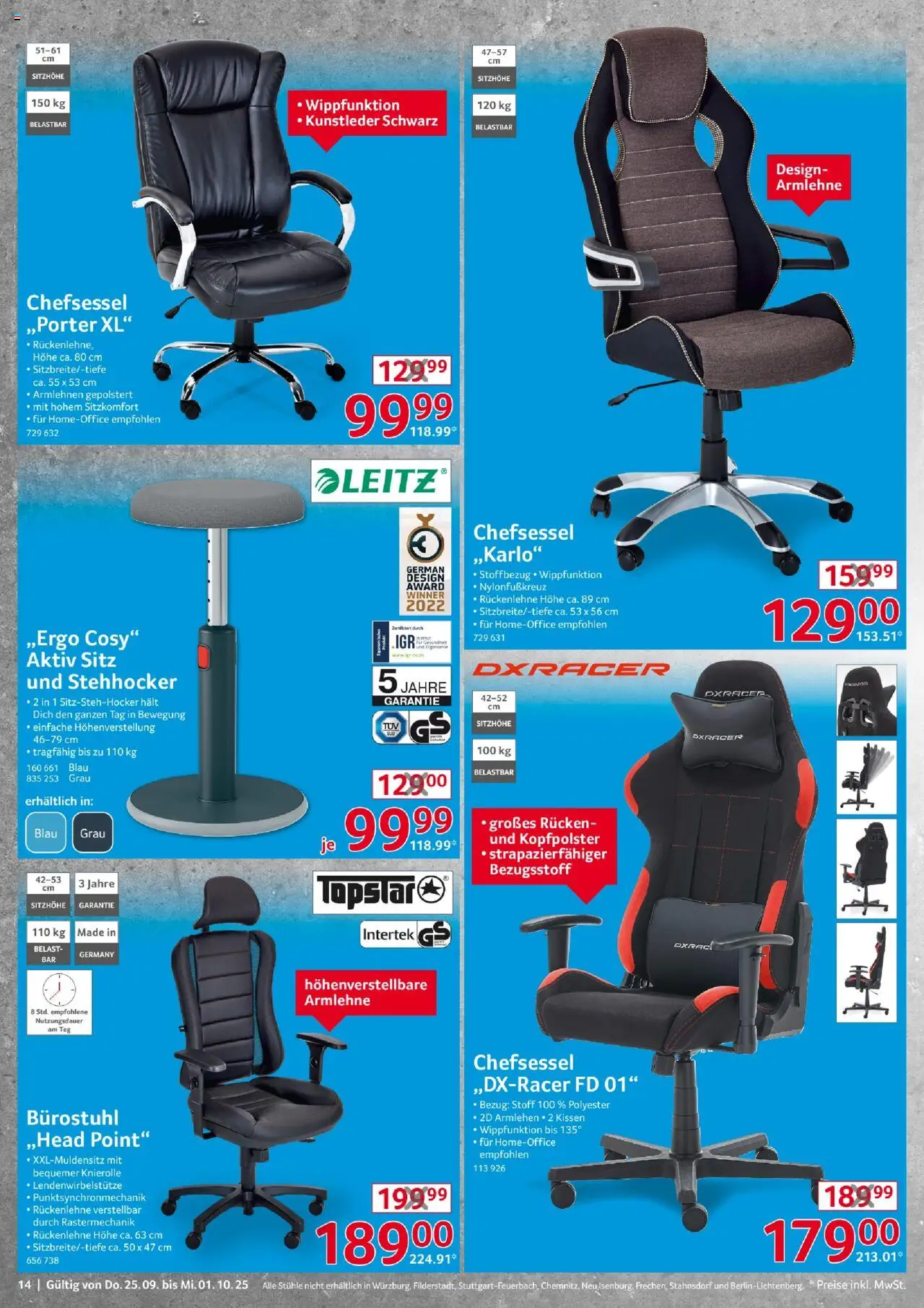 Selgros  Non Food – gültig ab 25.09.2025 | Seite: 14 | Produkte: Kissen, Kopfpolster, Chefsessel