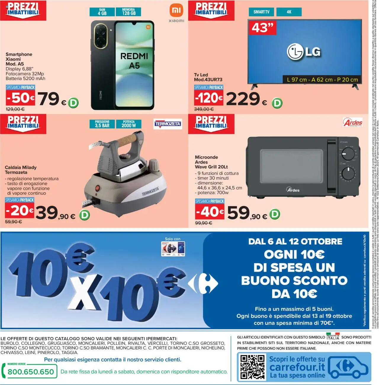 Volantino Carrefour del 26.09.2025 | Pagina: 44 | Prodotti: Microonde, smart TV, Scaffale, Batteria