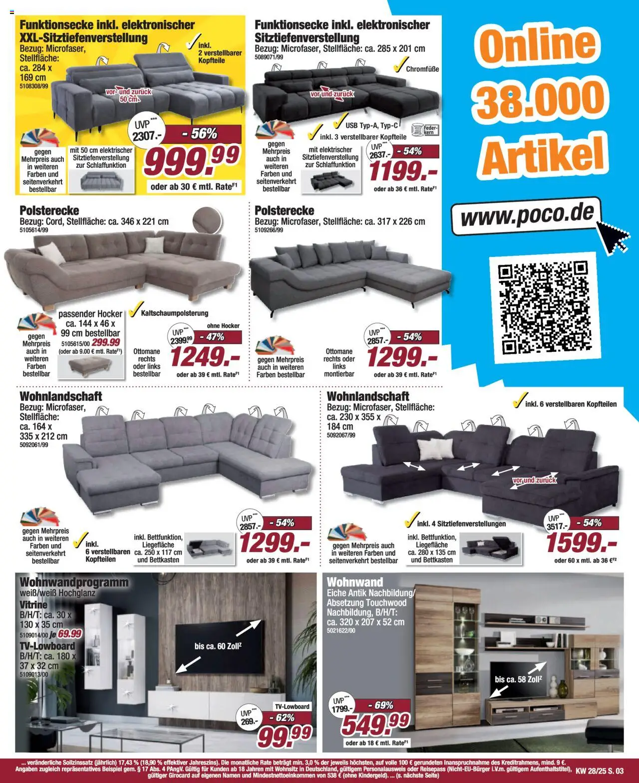 Poco Prospekt 	 - gültig ab dem 05.07.2025 | Seite: 3 | Produkte: Wohnlandschaft, Hocker, Wohnwand, Vitrine
