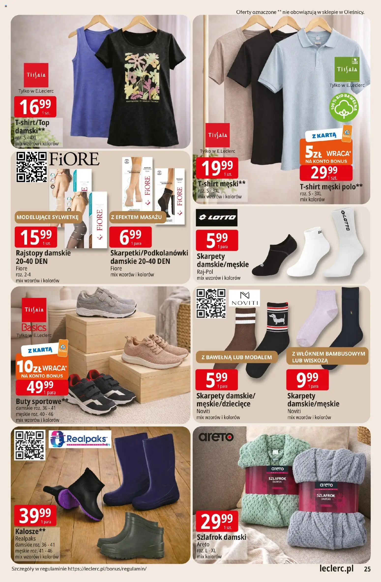 E.Leclerc Gazetka - Kłodzko od 24.02.2026 | Strona: 25 | Produkty: Buty sportowe, Szlafrok, Buty, Rajstopy