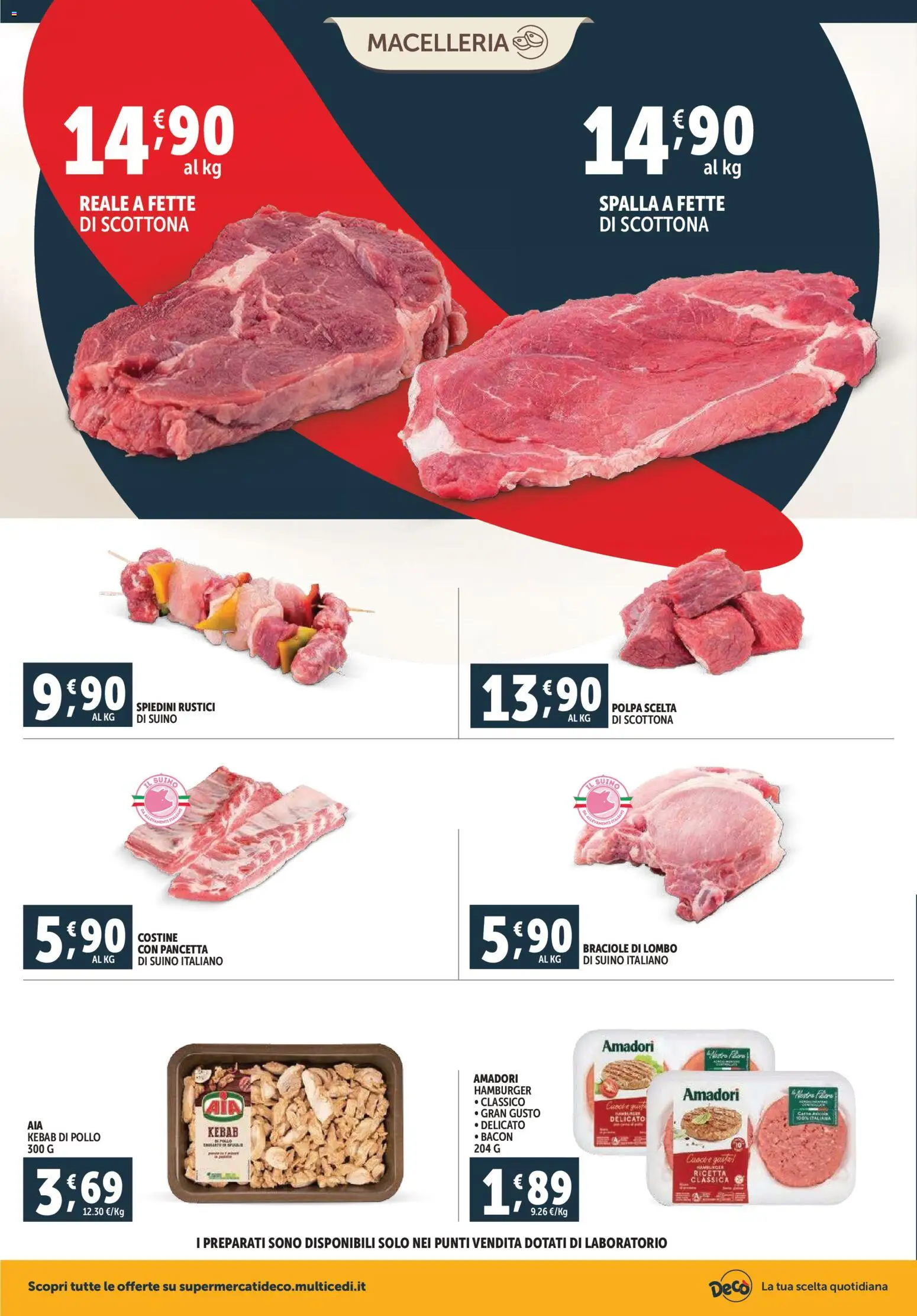 Volantino Decò del 20.11.2025 | Pagina: 4 | Prodotti: Pancetta, Suino, Hamburger, Spiedini