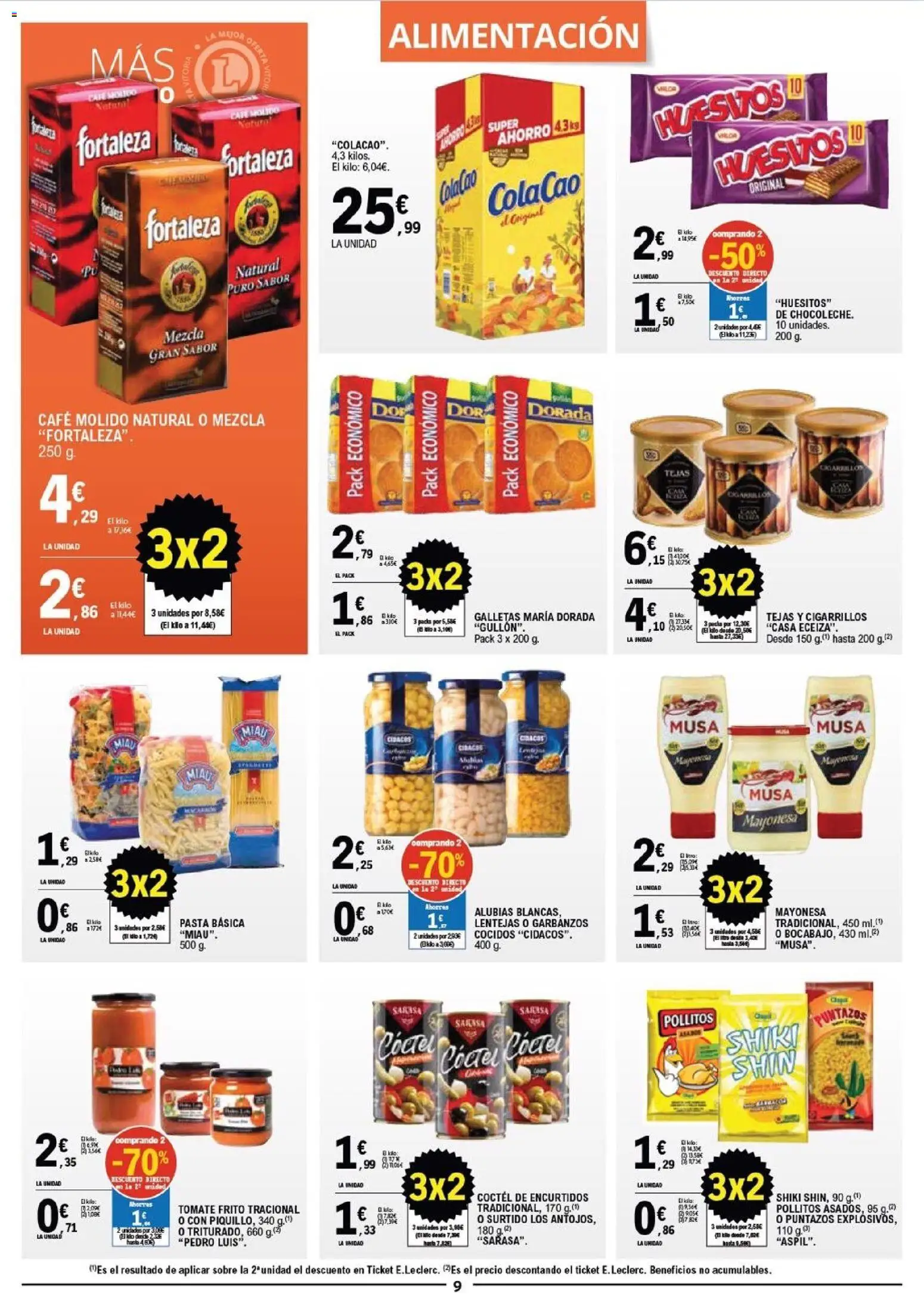 E.Leclerc folleto │ válido desde el 29.10.2025 | Página: 9 | Productos: Café, Café molido, Pasta, Οθόνη προβολής