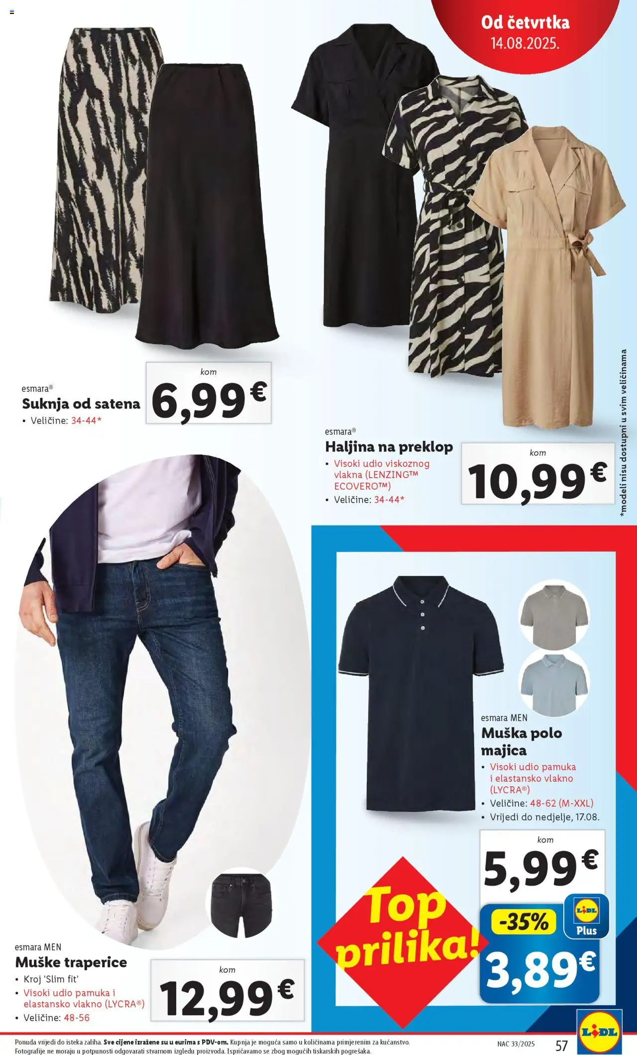 Lidl katalog | vrijedi od 11.08.2025 | Stranica: 57 | Proizvodi: Majica, Haljina, Traperice