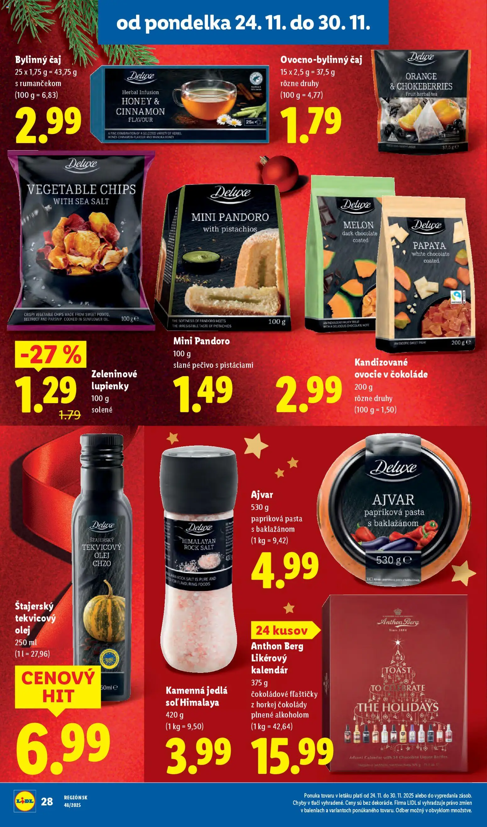 Nové Lidl akcie – leták je platný od 27.11.2025 | Strana: 70 | Produkty: Olej, Čaj, Soľ, Melón