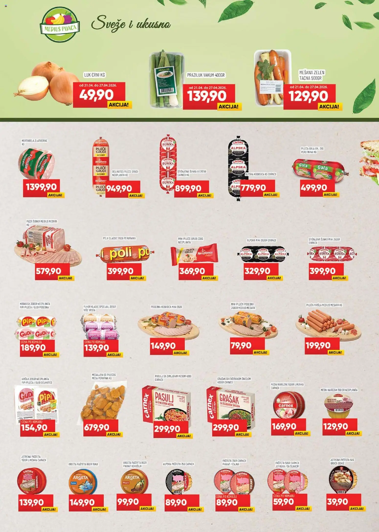 Medius katalog - važi od 21.04.2026 | Strana: 3 | Proizvode: Praziluk, Šunka, Pizza šunka, Pašteta