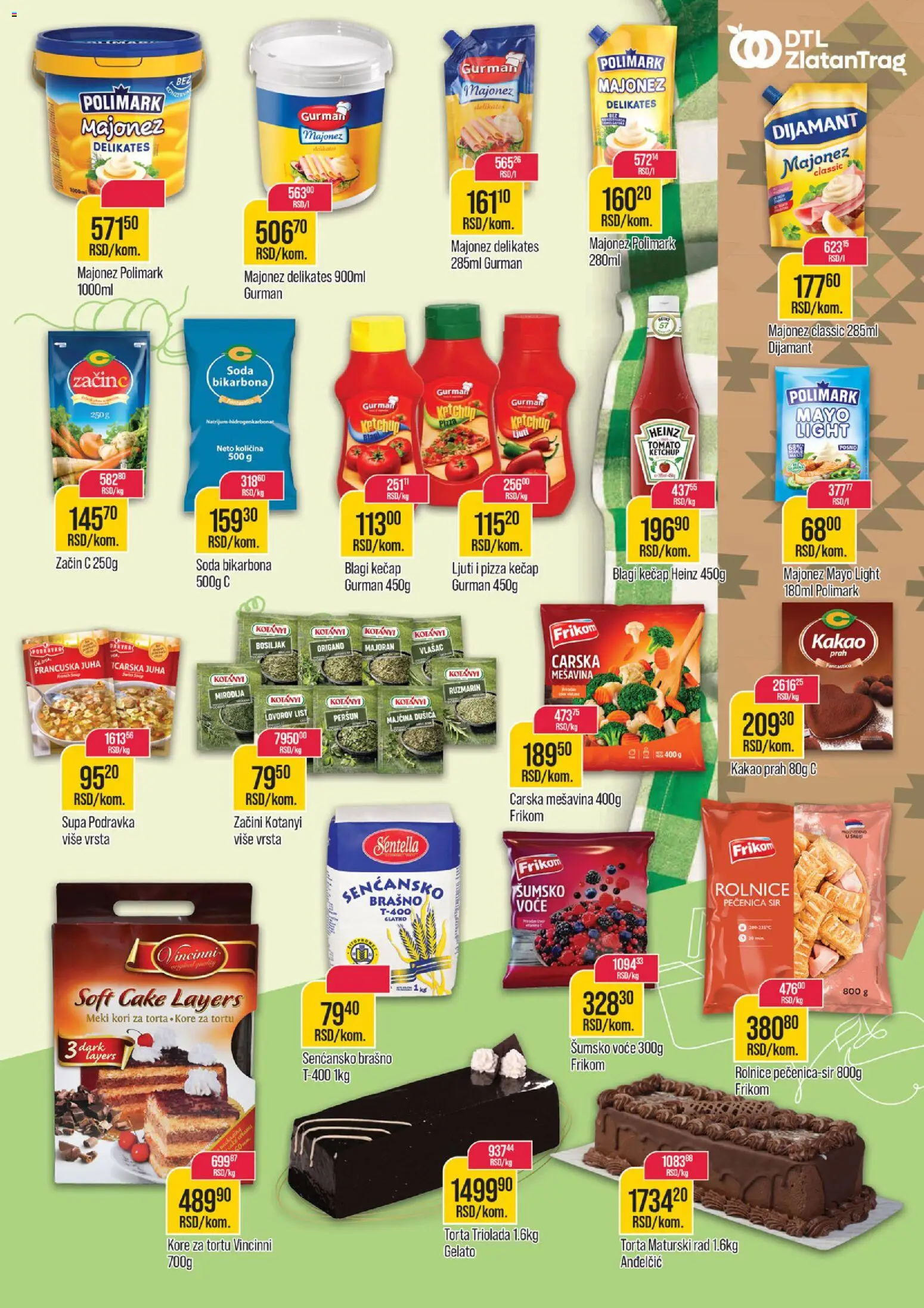 Zlatan Trag katalog - važi od 02.01.2026 | Strana: 7 | Proizvode: Majonez, Kore za tortu, Heinz, Torta
