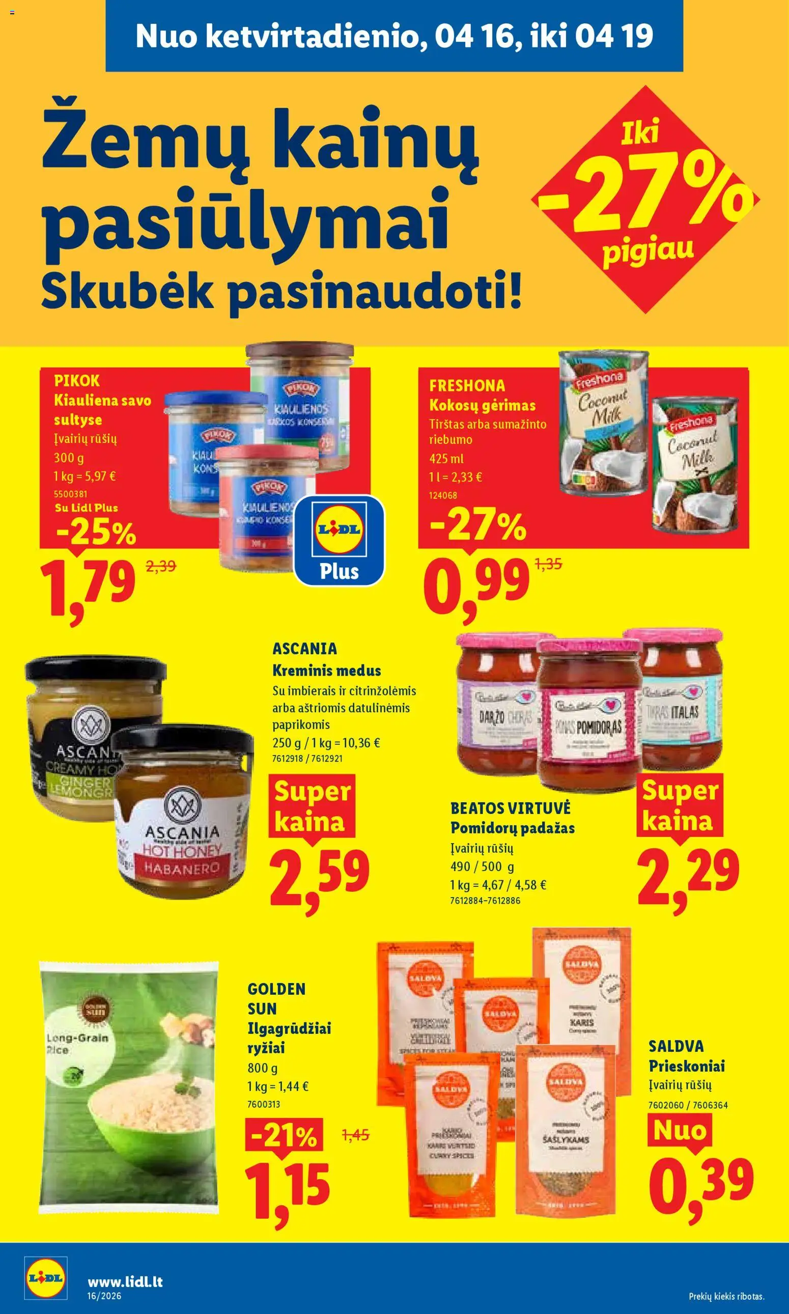 LIDL akcijos nuo 13.04.2026 | Puslapis: 34 | Prekių: Kiauliena, Prieskoniai, Ryžiai, Padažas