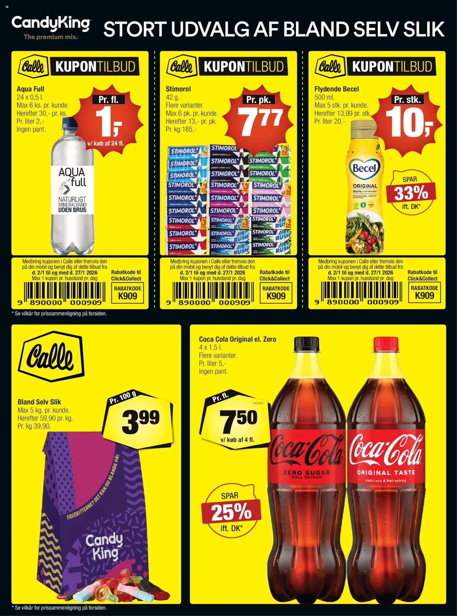 Calle tilbudsavis – gyldig fra 02.01.2026 | Side: 2 | Produkter: Coca Cola, Slik, Iogurteira, Cola