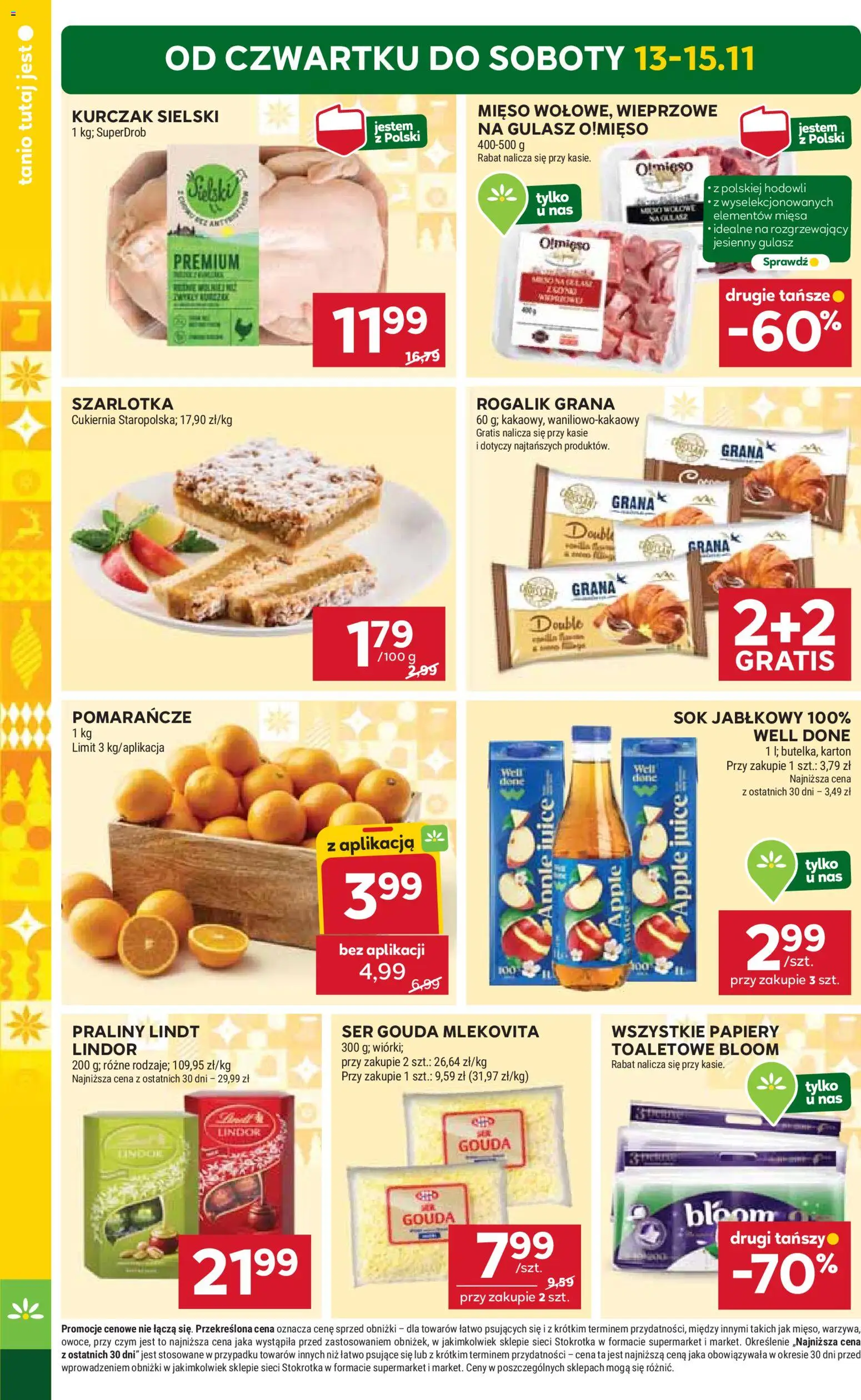 Stokrotka Gazetka - Market od 13.11.2025 | Strona: 2 | Produkty: Kurczak, Mięso, Sok jabłkowy, Gulasz