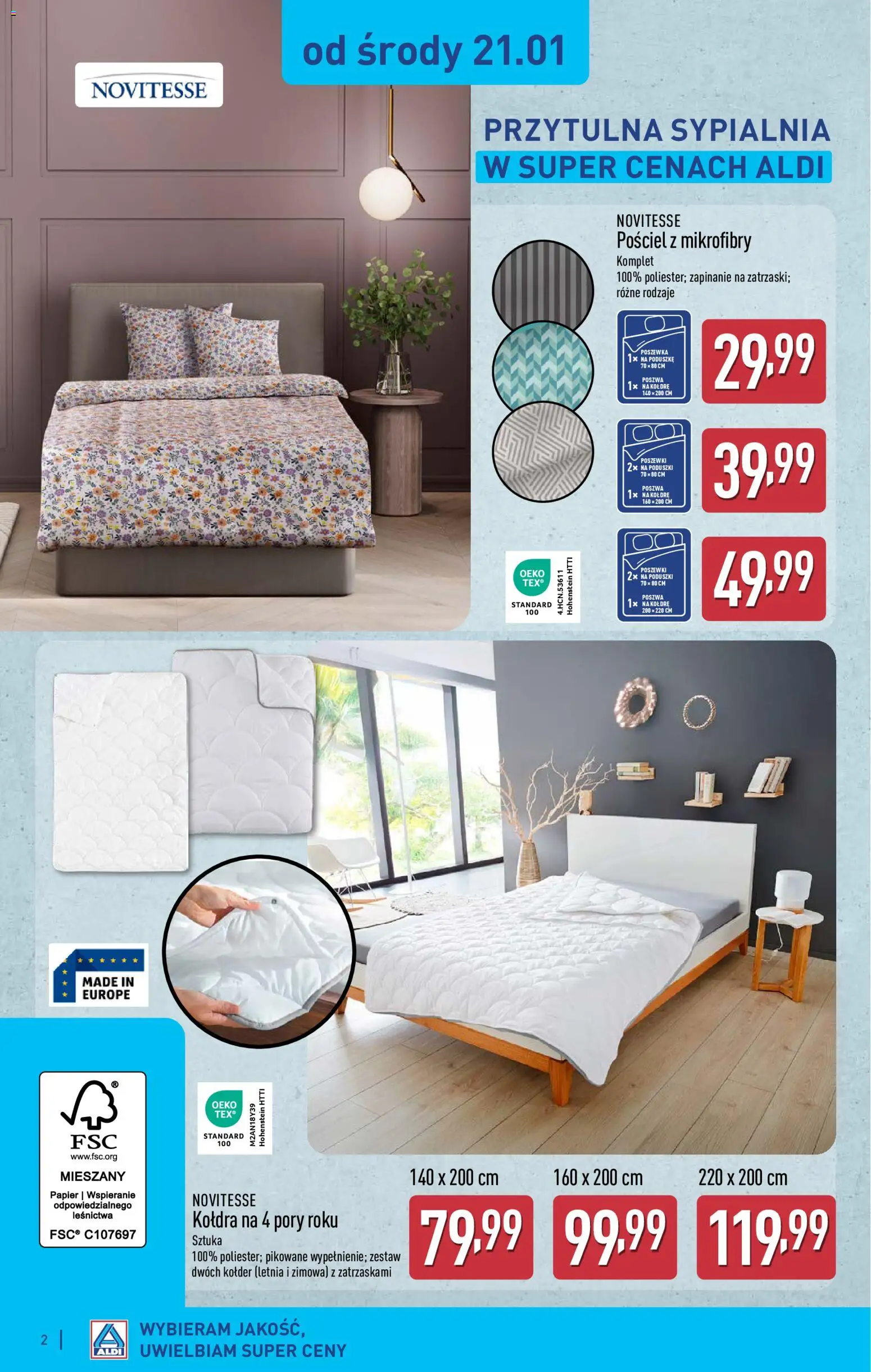 Aldi Gazetka - Hity od Środy i od Soboty od 21.01.2026 | Strona: 2 | Produkty: Pościel, Kołdra