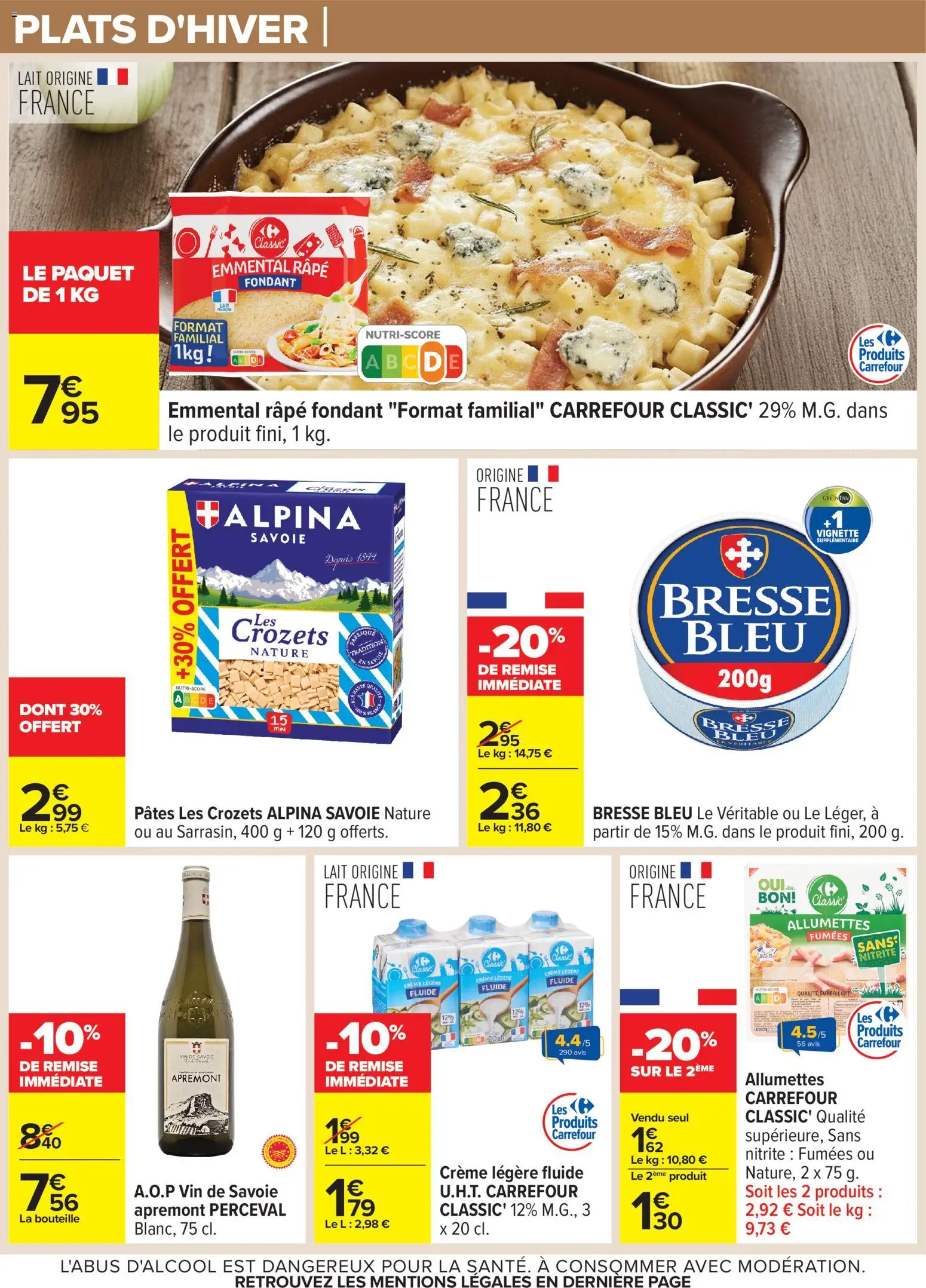 {H1} | Page: 9 | Produits: Emmental, Vin, Pâtes, Crème