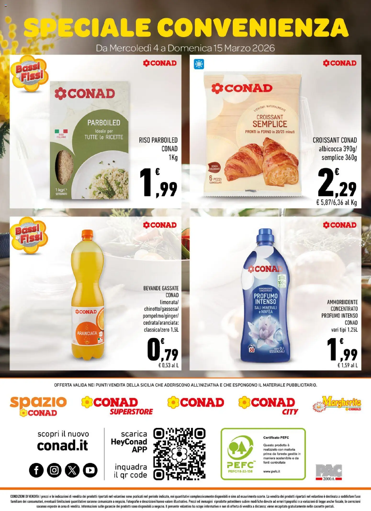 Volantino Conad del 04.03.2026 | Pagina: 8 | Prodotti: Ammorbidente, Riso, Limonata, Profumo