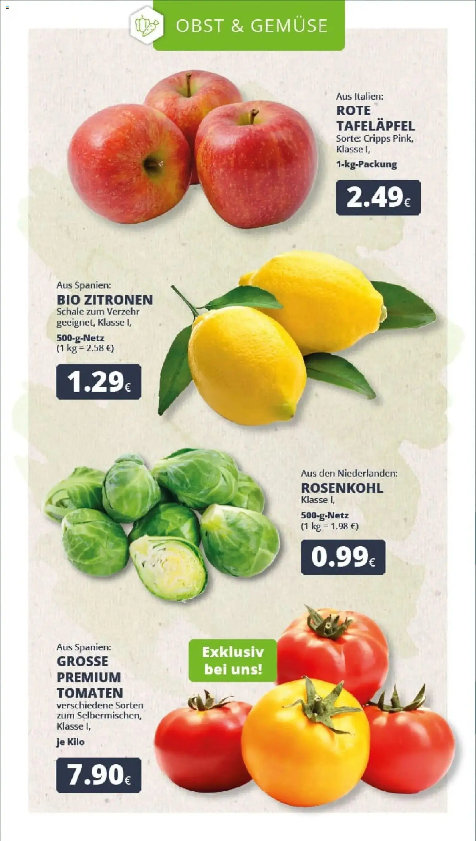 Rewe prospekt Bergheim	 – gültig ab 23.11.2025 | Seite: 9 | Produkte: Tomaten, Gemüse, Obst, Zitronen