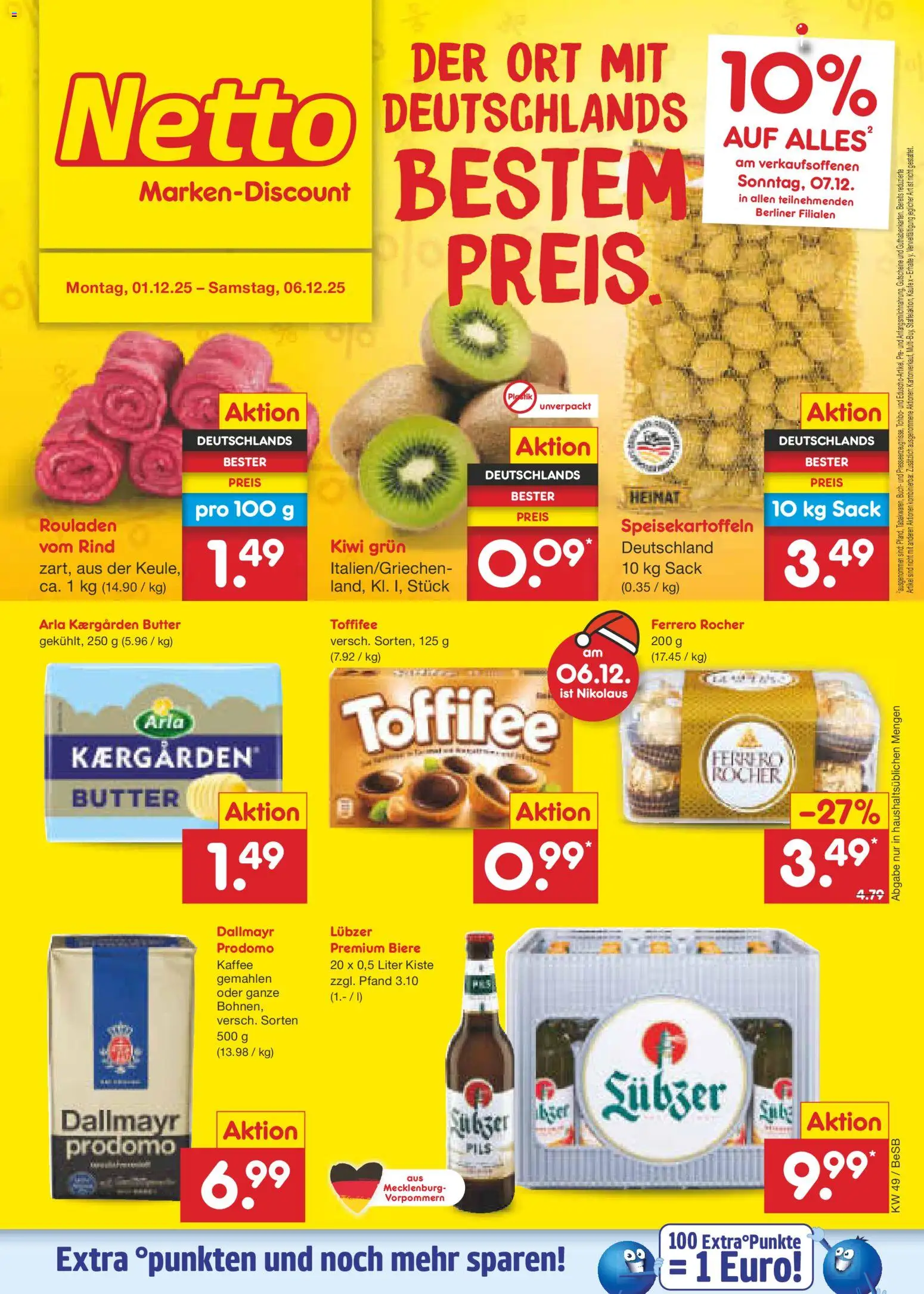 Netto Marken-Discount Prospekt 	 – gültig ab 01.12.2025 | Seite: 1 | Produkte: Berliner, Butter, Dallmayr, Lubzer