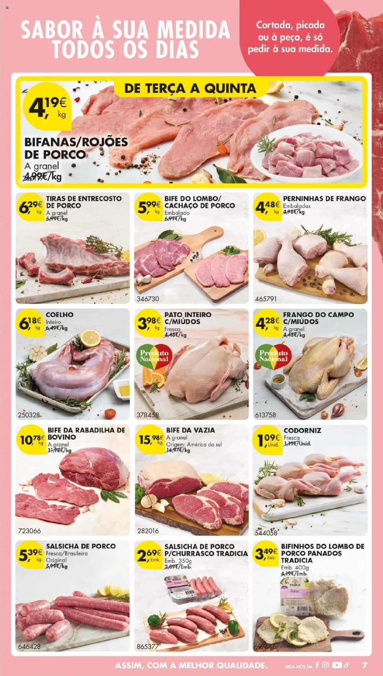 Pingo Doce folheto │ válido de 01.07.2025 | Página: 7 | Produtos: Frango, Salsicha, Lombo, Coelho