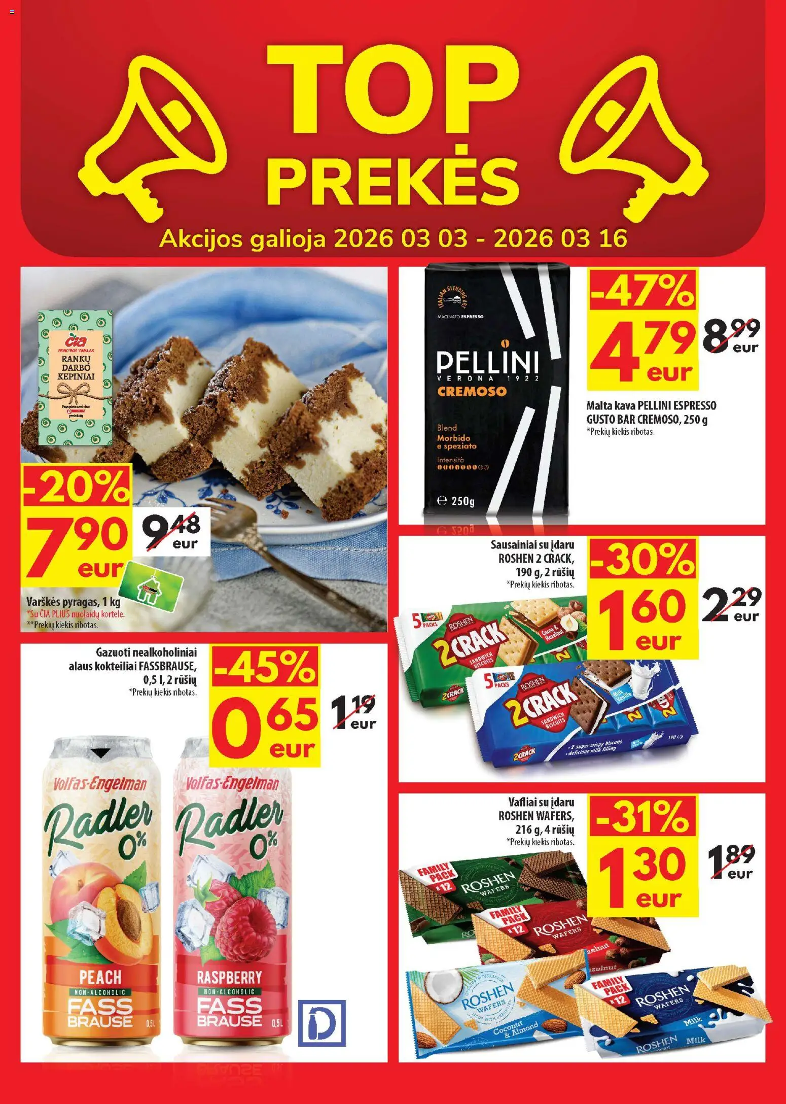 ČIA MARKET akcijos nuo 03.03.2026 | Puslapis: 20 | Prekių: Sausainiai, Kava, Vafliai