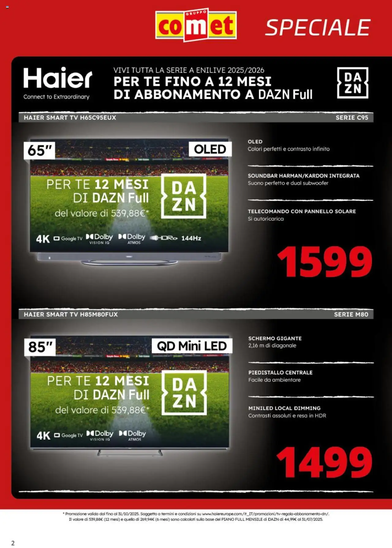 Volantino Comet del 06.10.2025 | Pagina: 2 | Prodotti: Schermo, Telecomando, smart TV, Soundbar