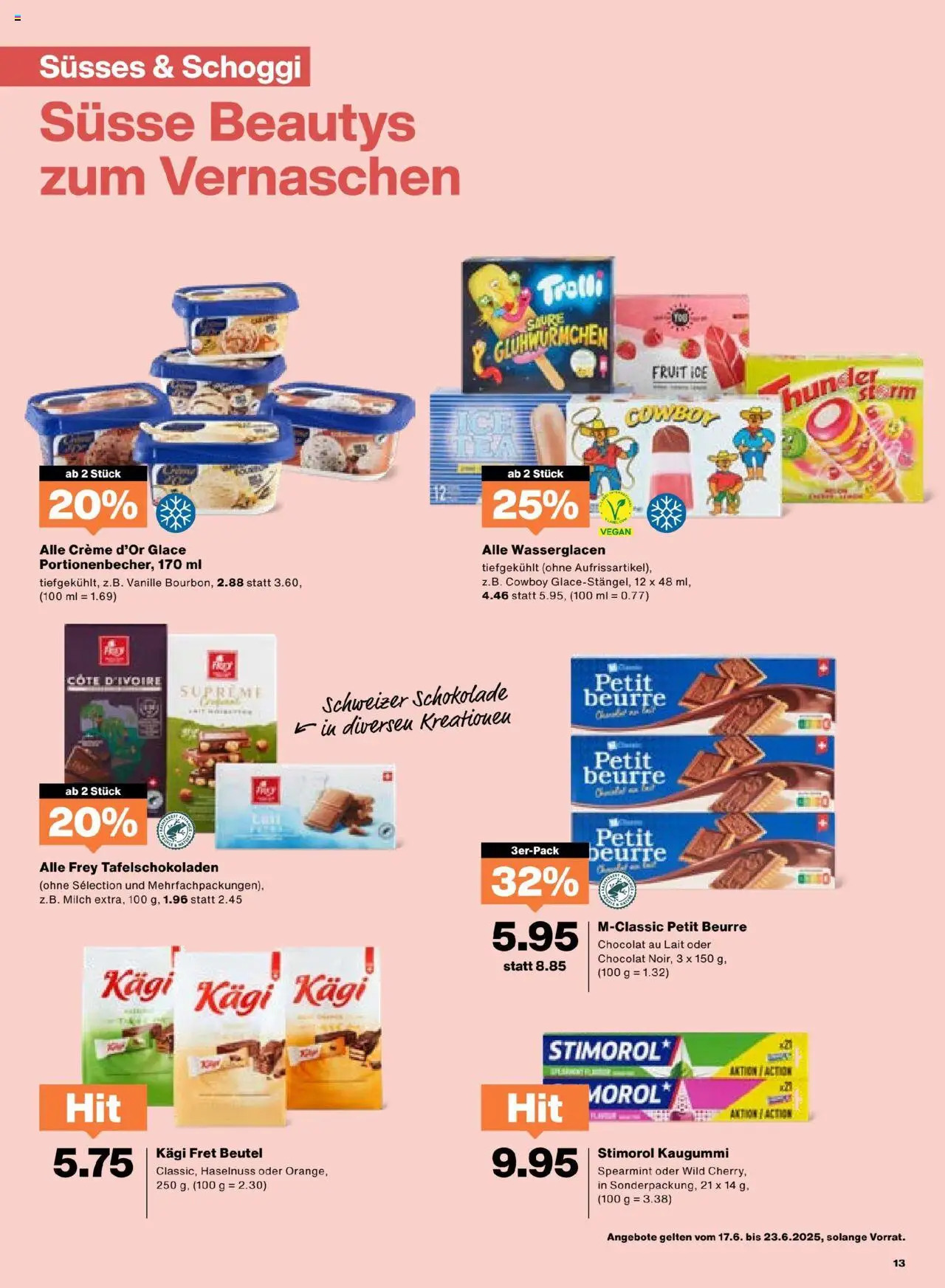 Migros Aktionen ab 17.06.2025 | Seite: 13 | Produkte: Glace, Milch, Schokolade, Creme