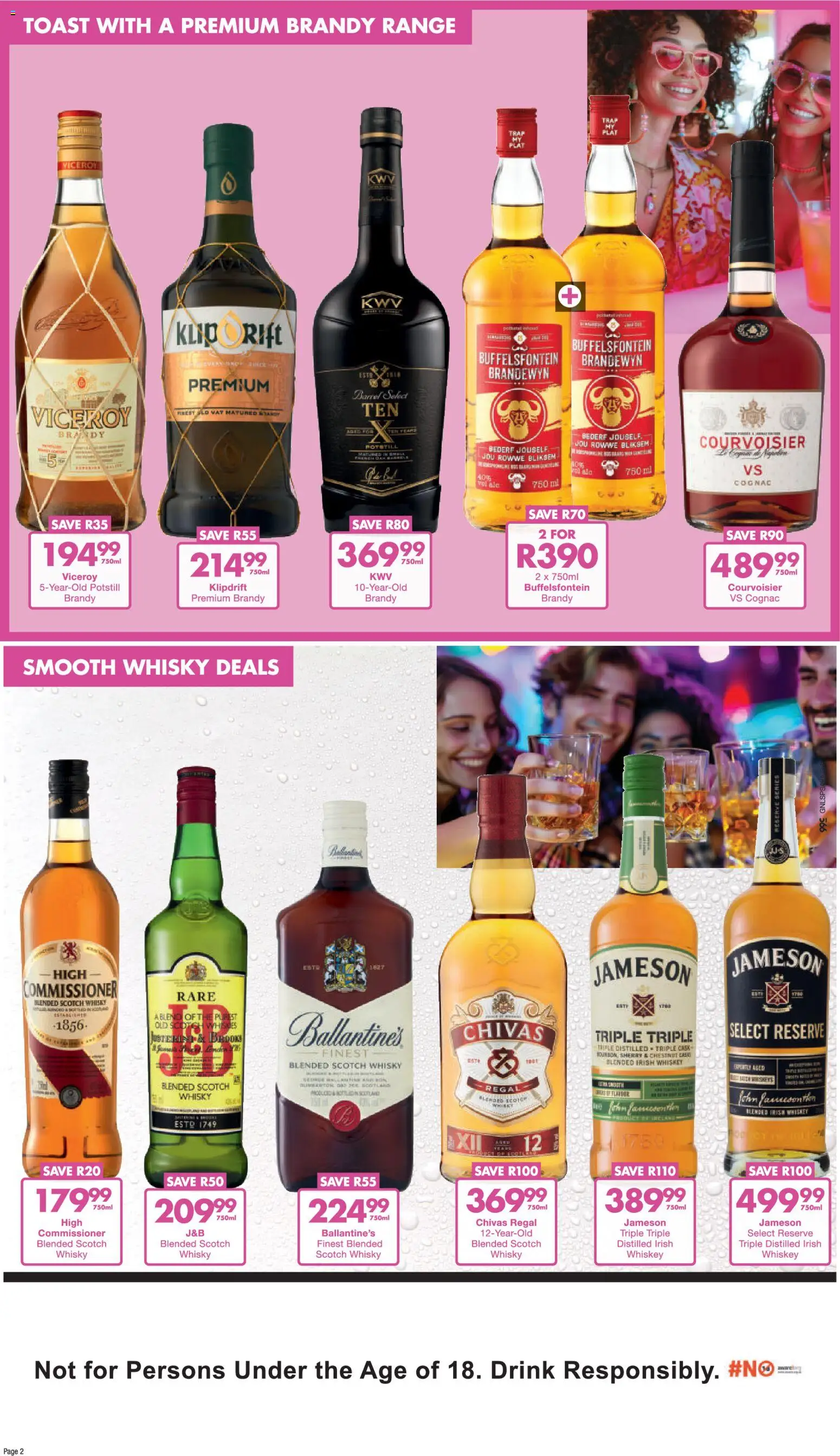 New President Hyper catalogue – valid from 23.03.2026 | Page: 2 | Products: Brandy, Whiskey, Ensalada de quino