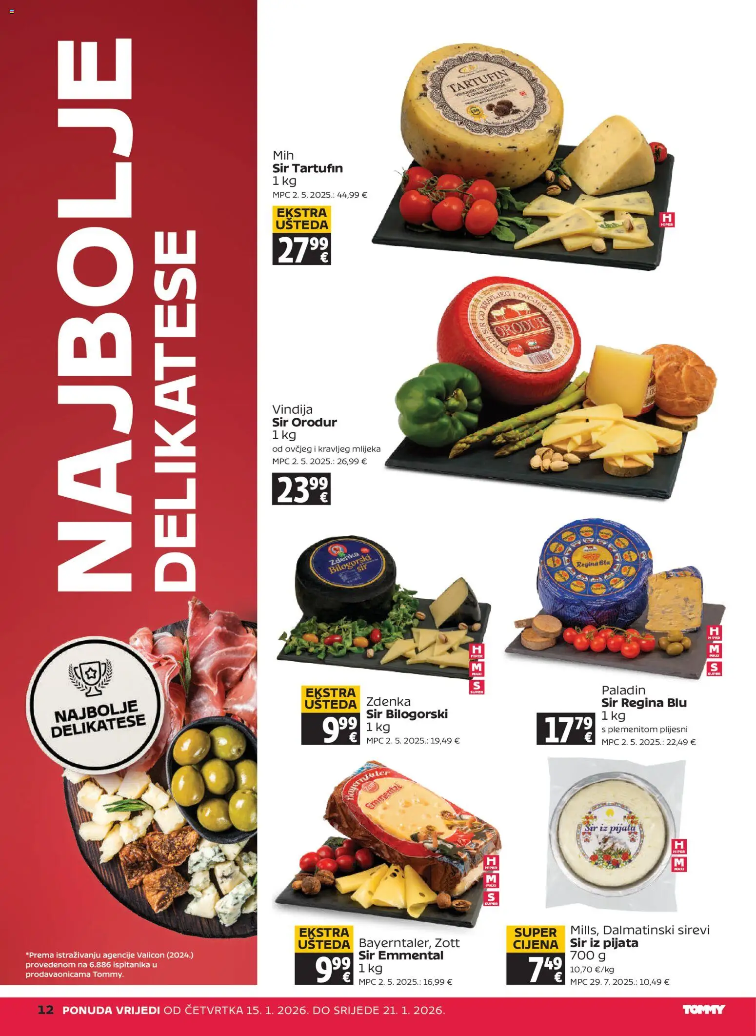 Tommy katalog | vrijedi od 15.01.2026 | Stranica: 12 | Proizvodi: Vindija, Sir