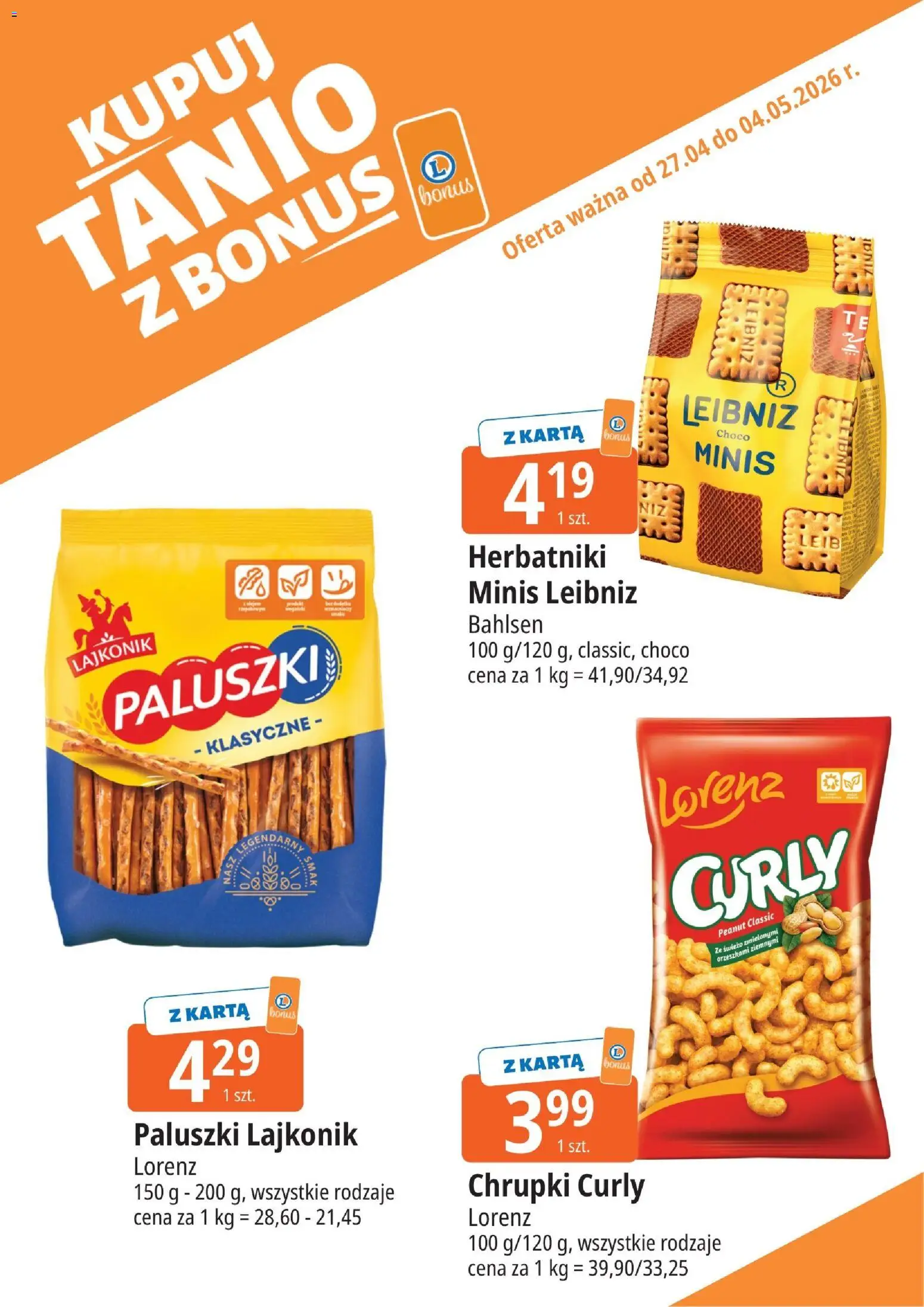 E.Leclerc gazetka - Kłodzko kupony dodatkowe od 27.04.2026 | Strona: 13 | Produkty: Karta, Chrupki, Herbatniki, Paluszki