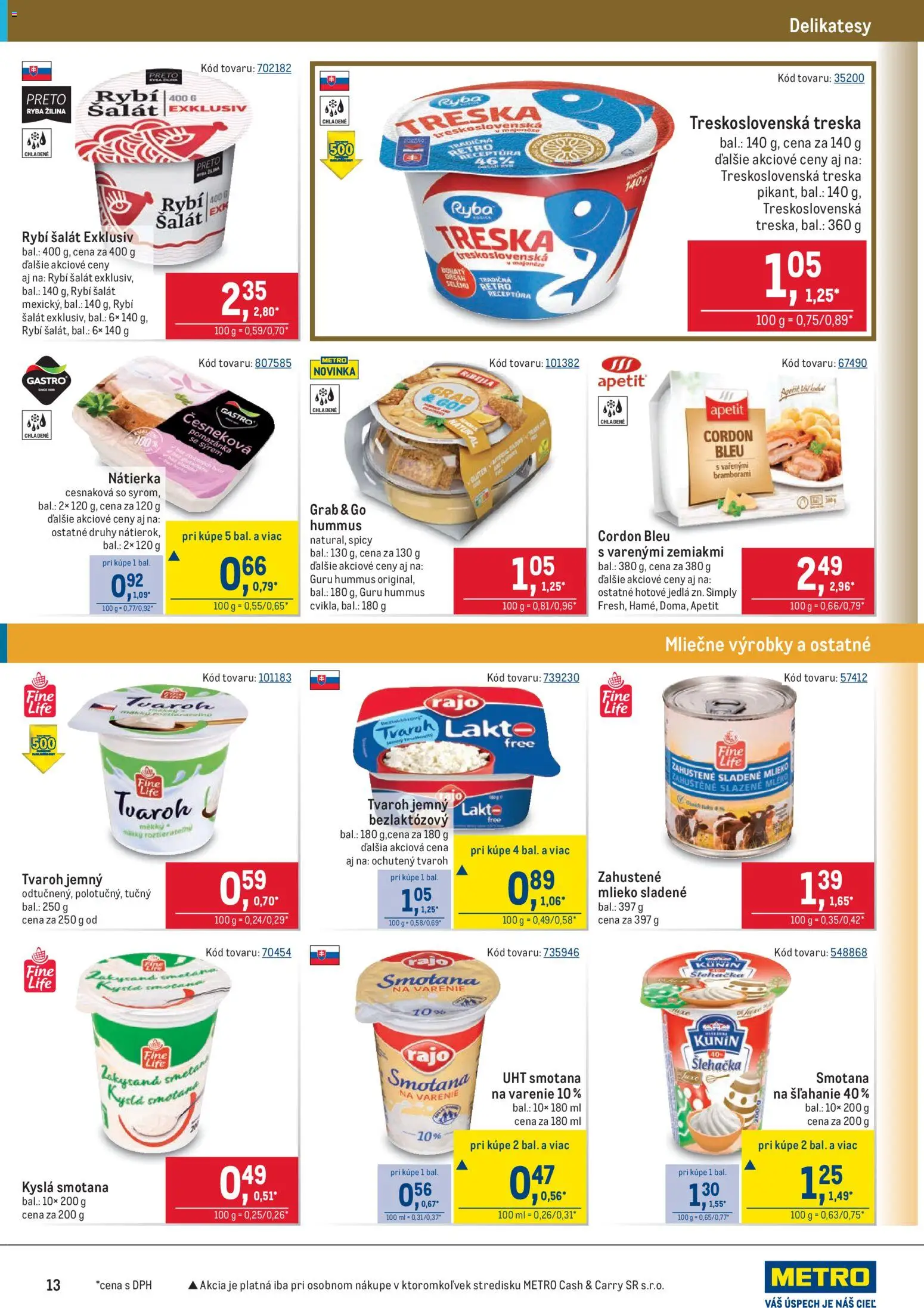 Nové Metro akcie – leták je platný od 25.03.2026 | Strana: 13 | Produkty: Mlieko, Smotana, Ryba, Tvaroh