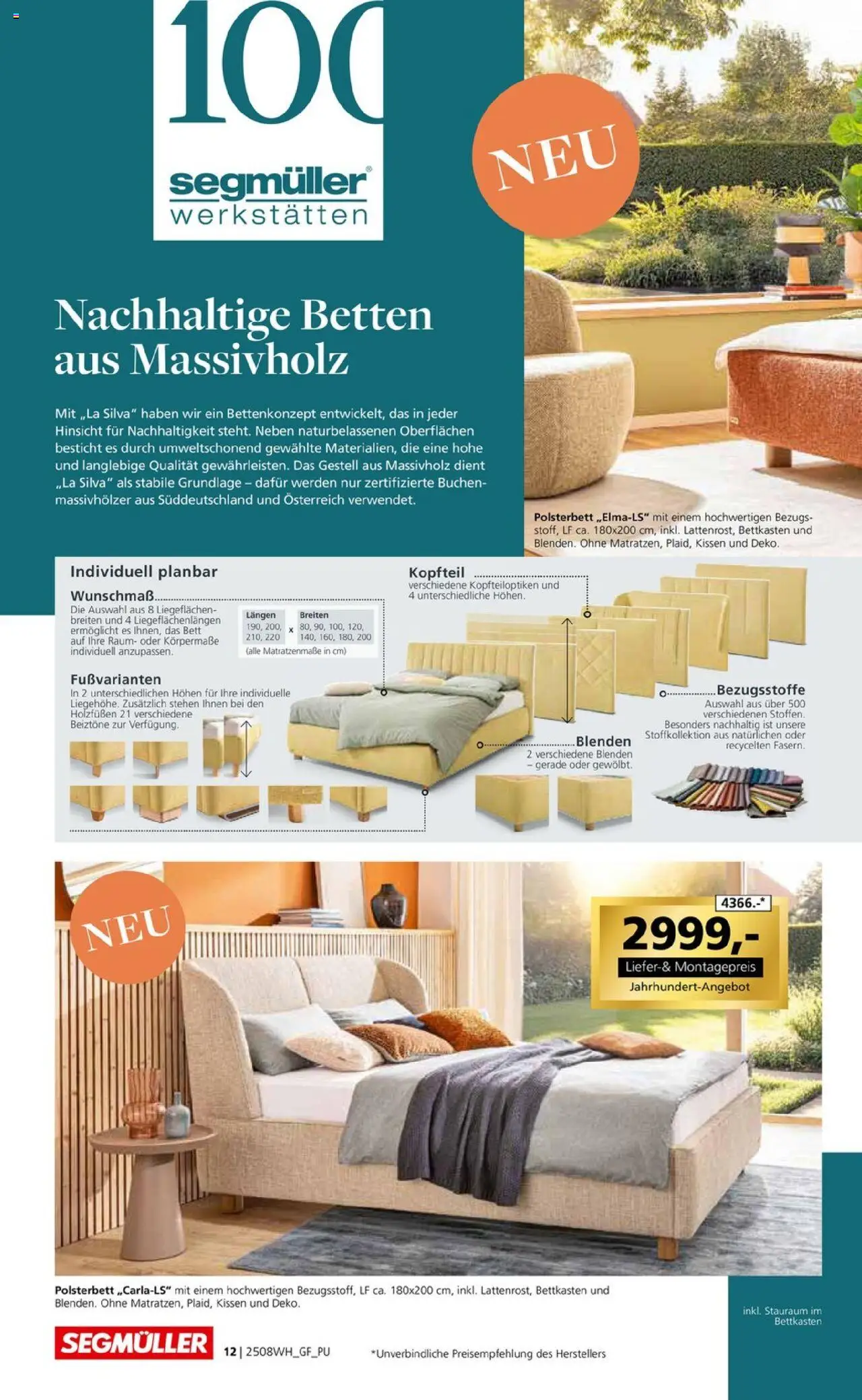 Segmüller Wohndesign - gültig ab dem 02.08.2025 | Seite: 12 | Produkte: Bett, Kissen, Polsterbett