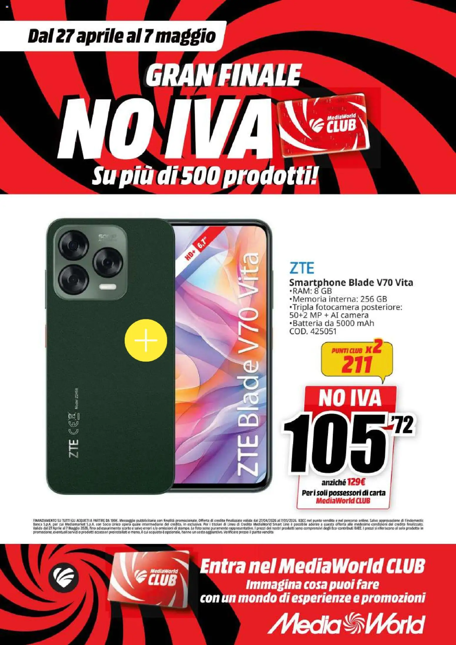 Volantino Media World del 27.04.2026 | Pagina: 47 | Prodotti: Smartphone, Fotocamera, Batteria